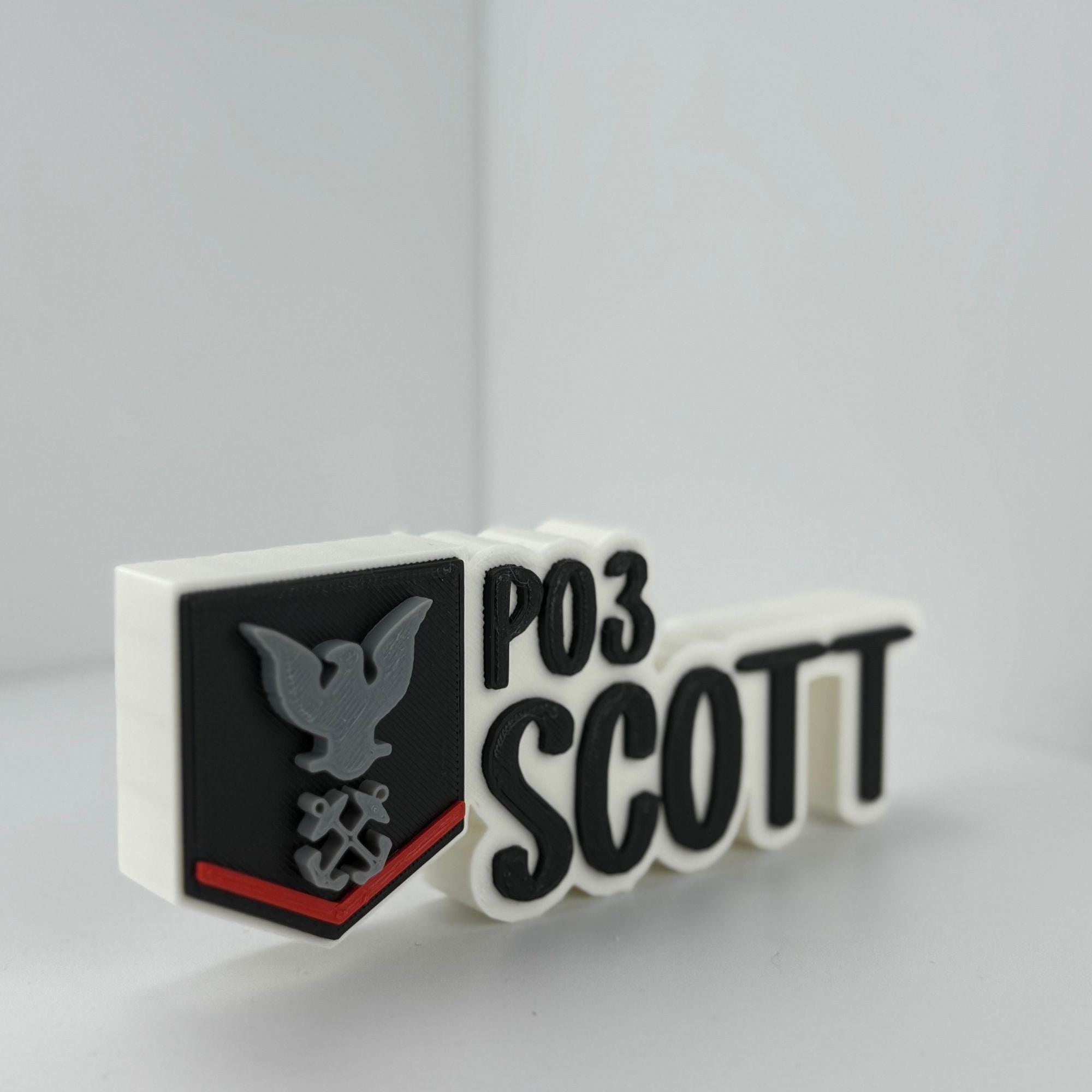 Personalized Navy Petty Officer Third Class Desk Name Plate