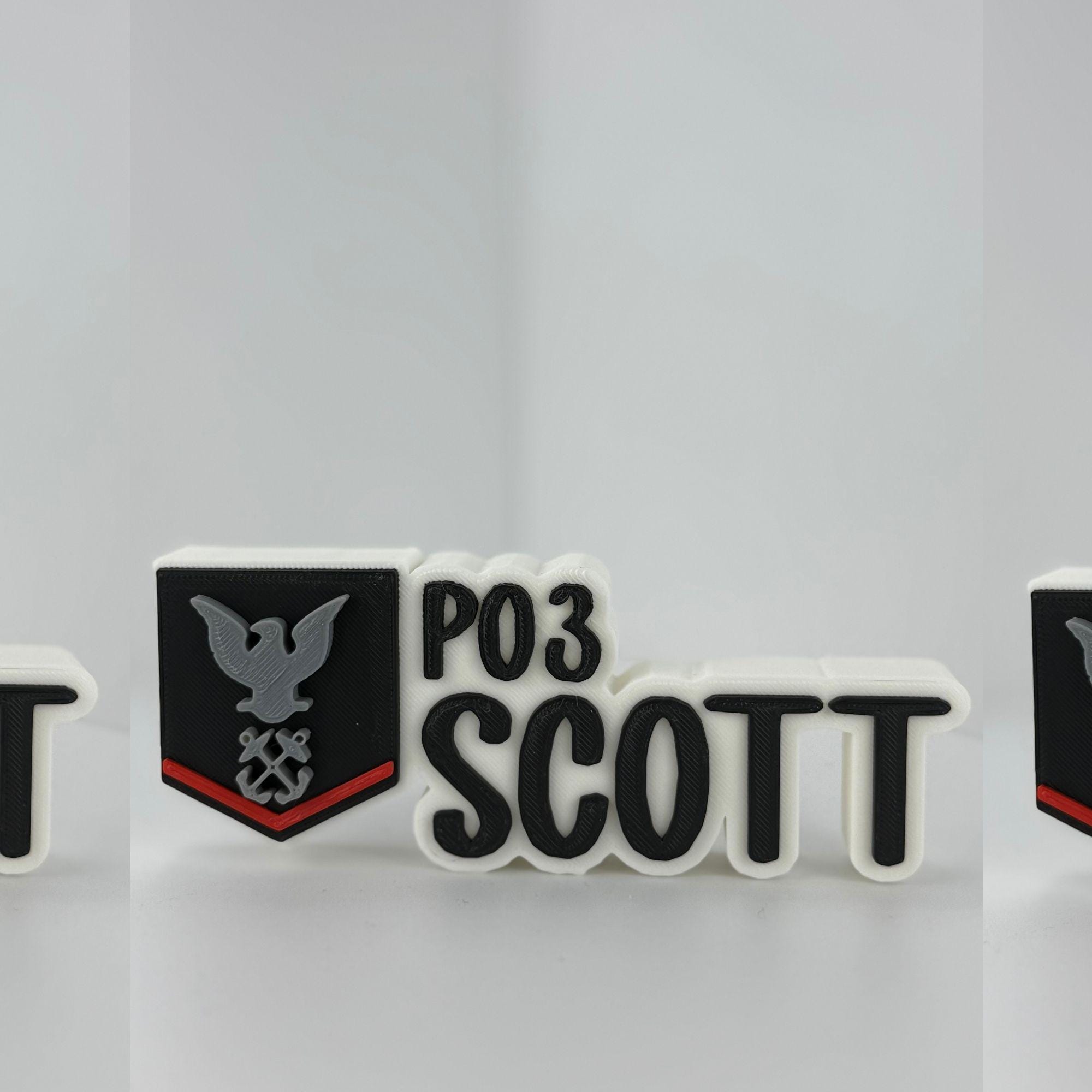 Personalized Navy Petty Officer Third Class Desk Name Plate