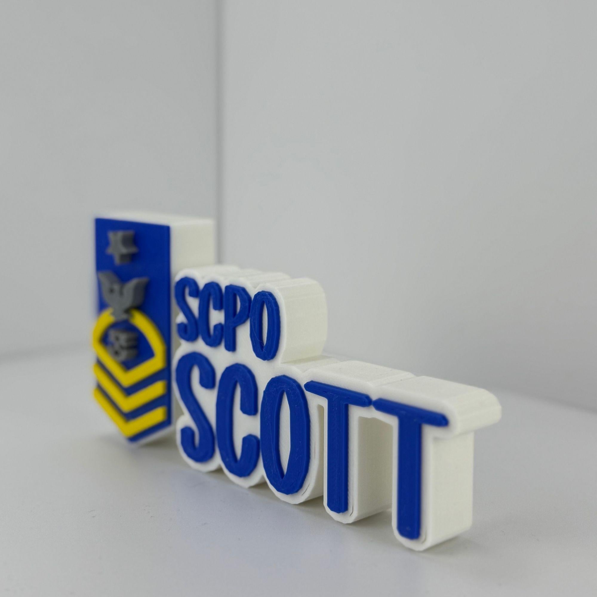 Personalized Coast Guard Senior Chief Petty Officer Desk Name Plate