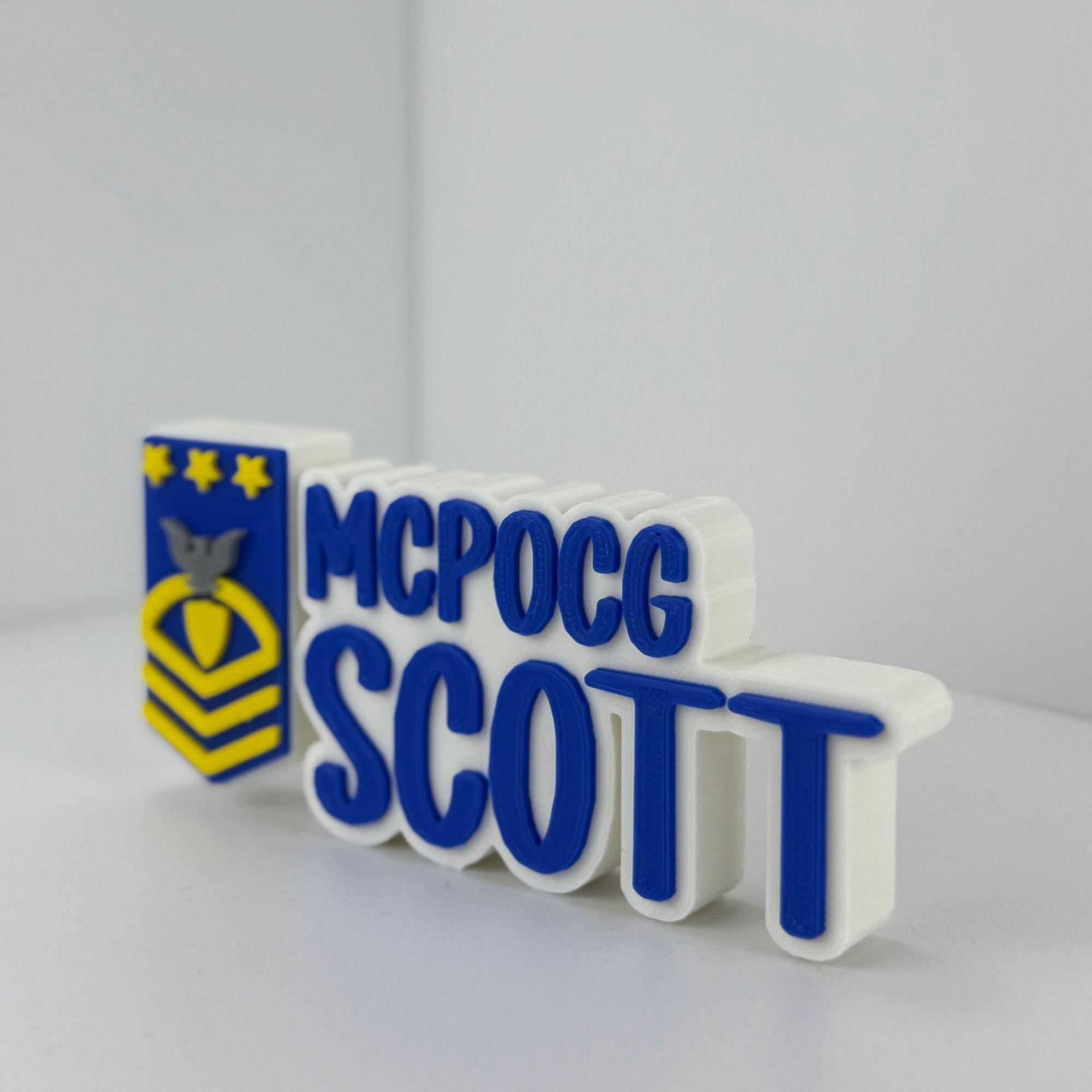 Personalized Coast Guard Master Chief Petty Officer of the Coast Guard Desk Name Plate