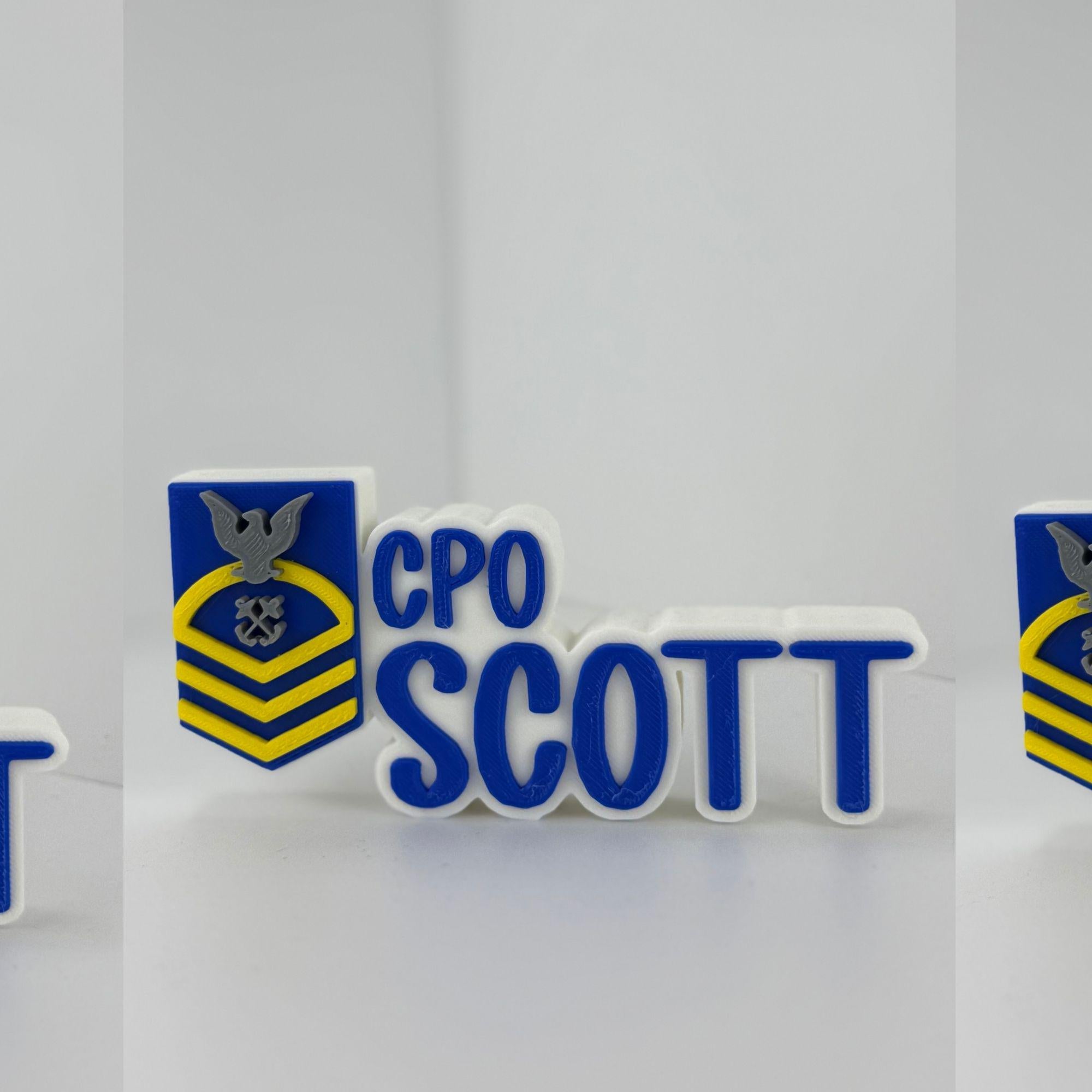 Personalized Coast Guard Chief Petty Officer Desk Name Plate