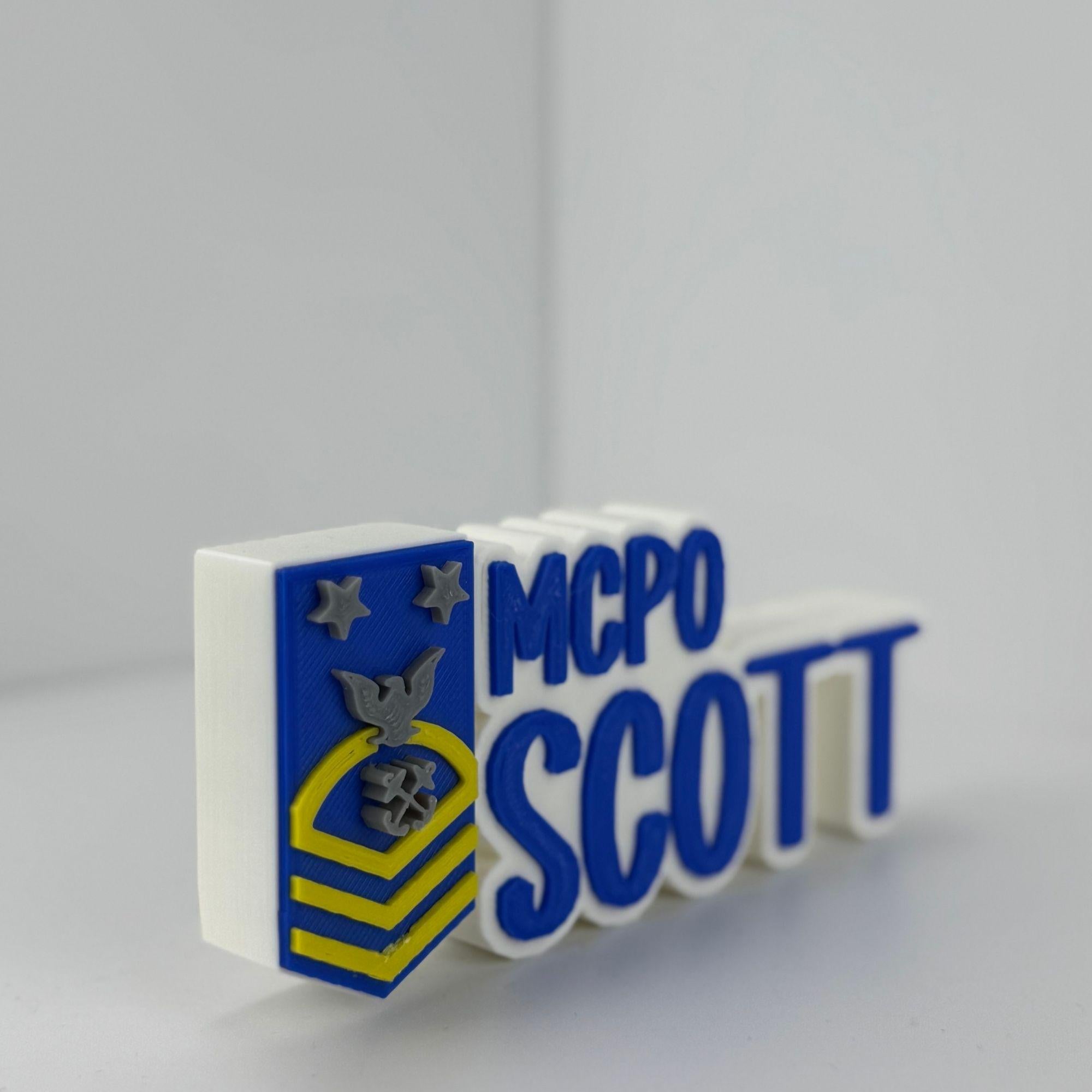 Personalized Coast Guard Master Chief Petty Officer Desk Name Plate
