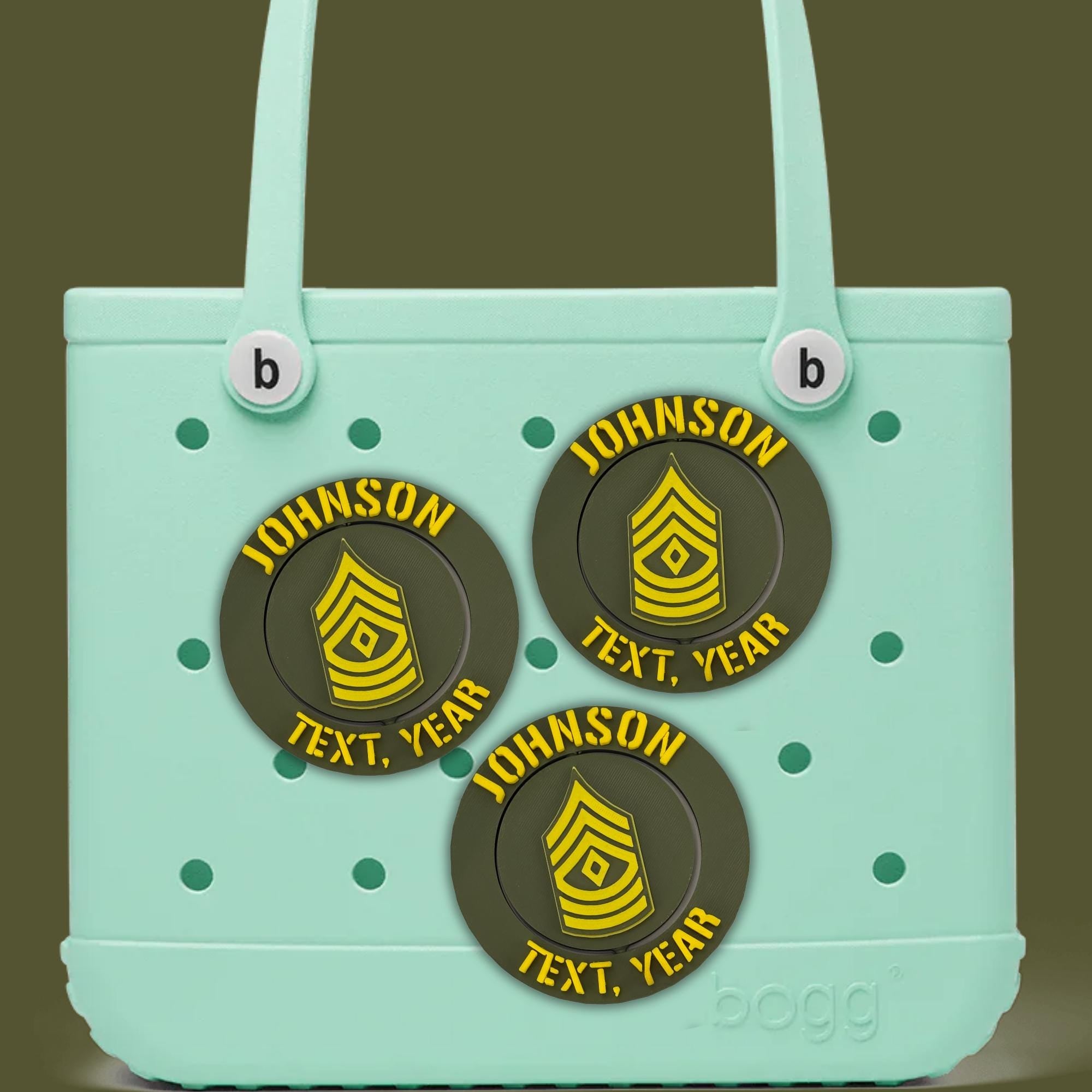 Personalized Army First Sergeant Bogg Bag Tag