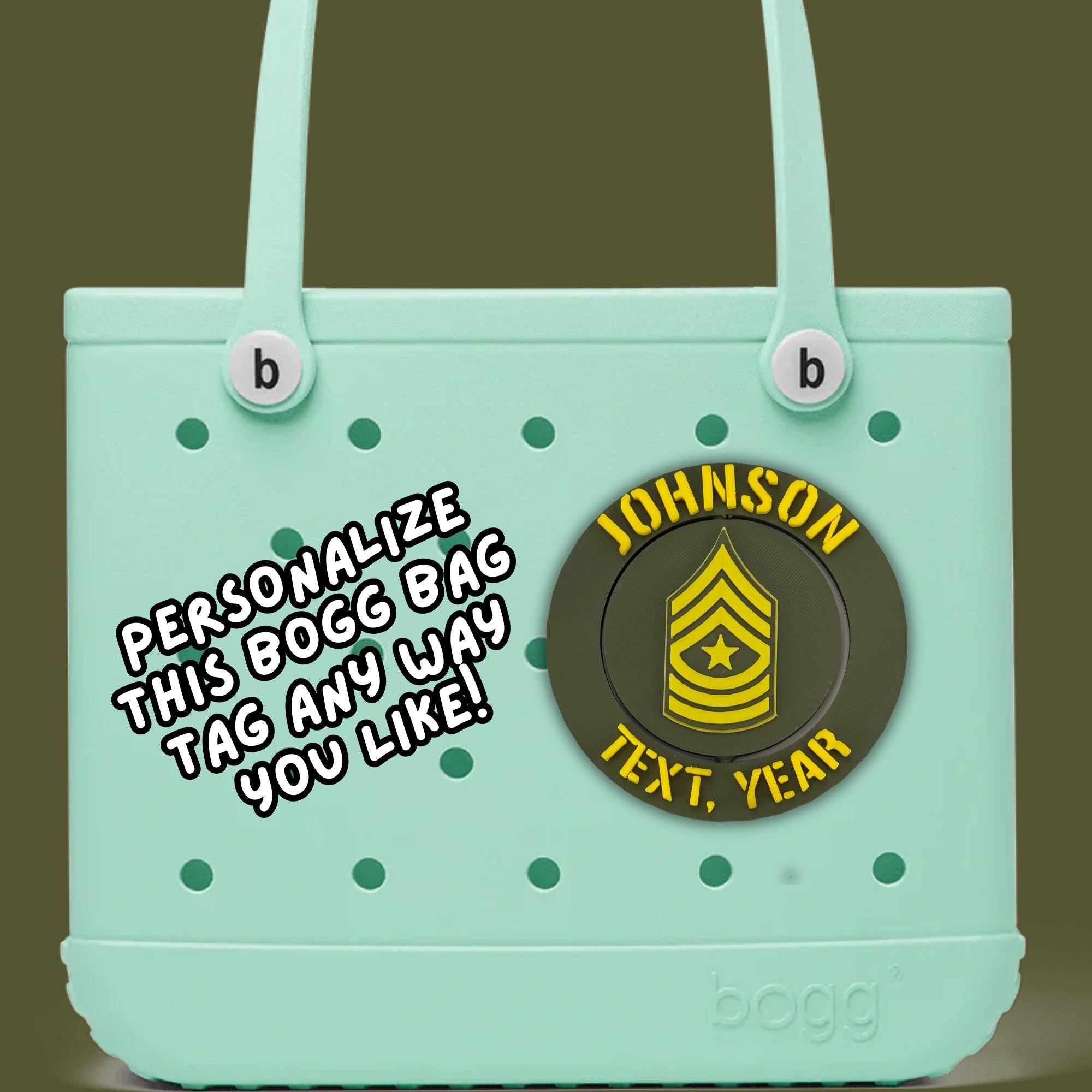 Personalized Army Sergeant Major Bogg Bag Tag