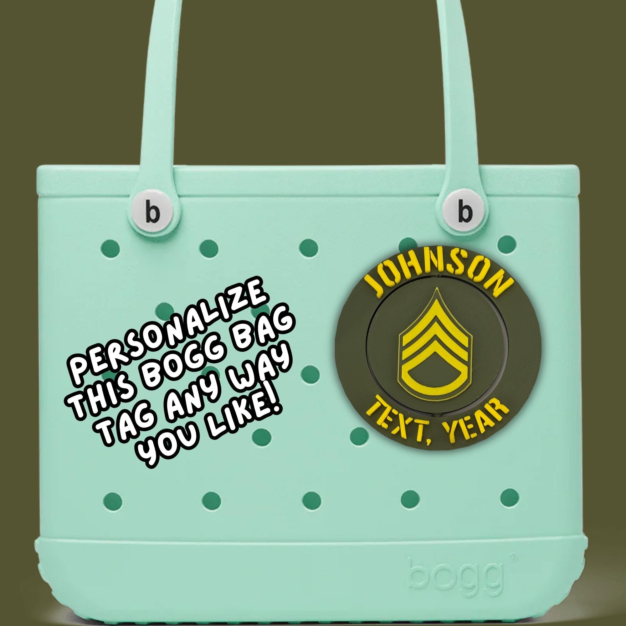 Personalized Army Staff Sergeant Bogg Bag Tag