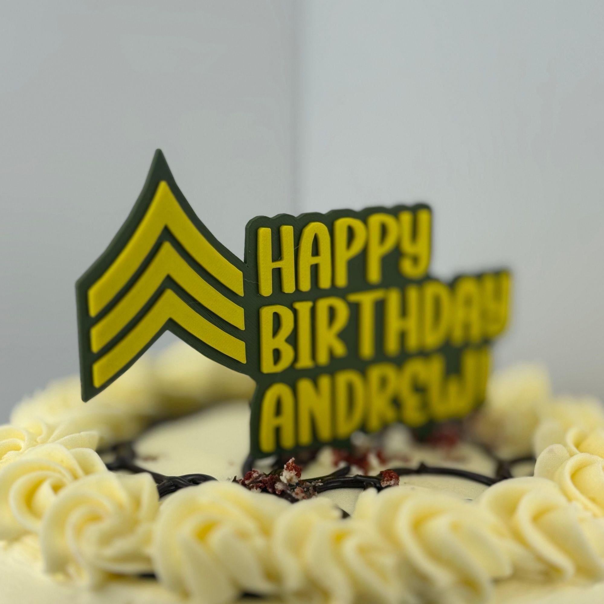 Personalized Army Sergeant Cake Topper