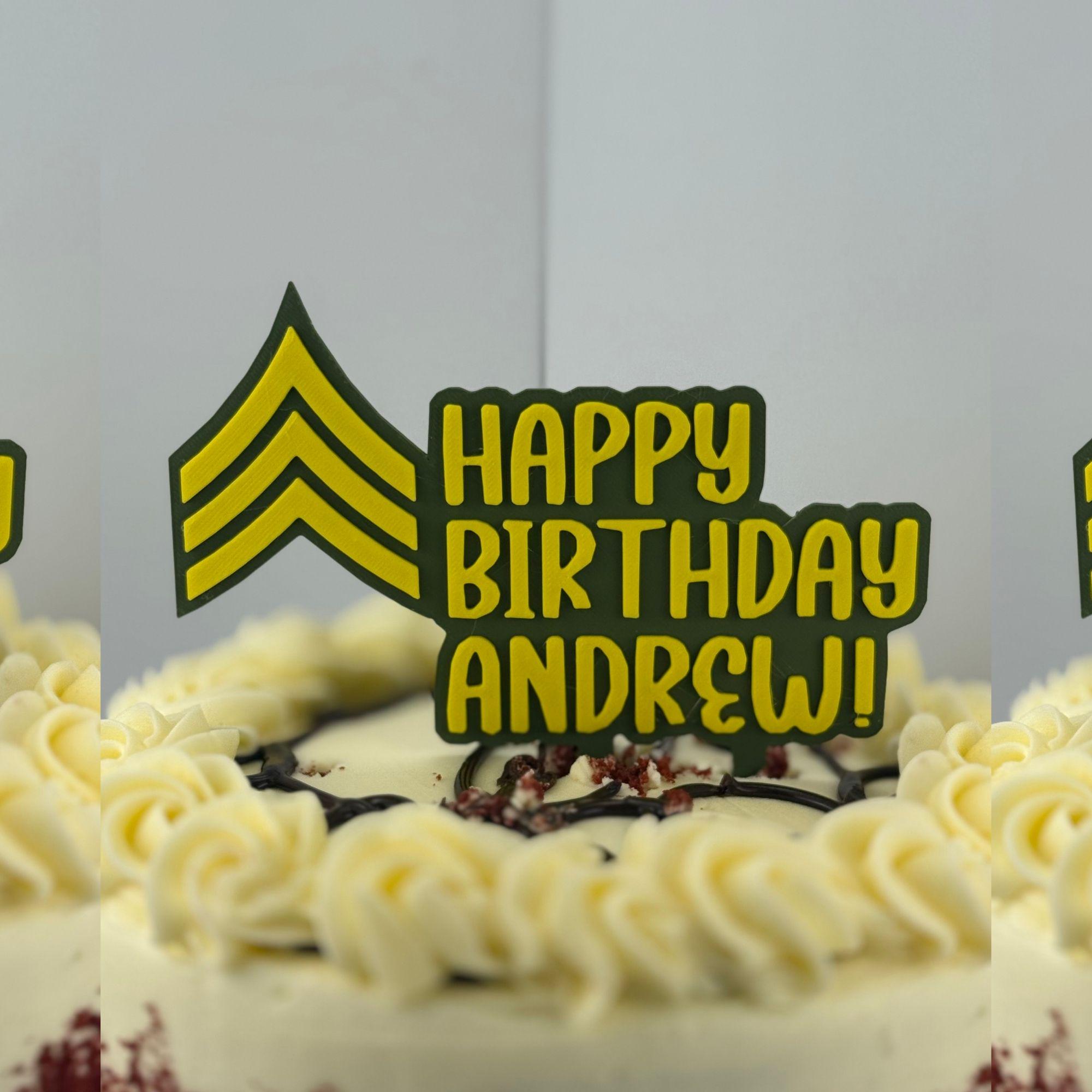 Personalized Army Sergeant Cake Topper