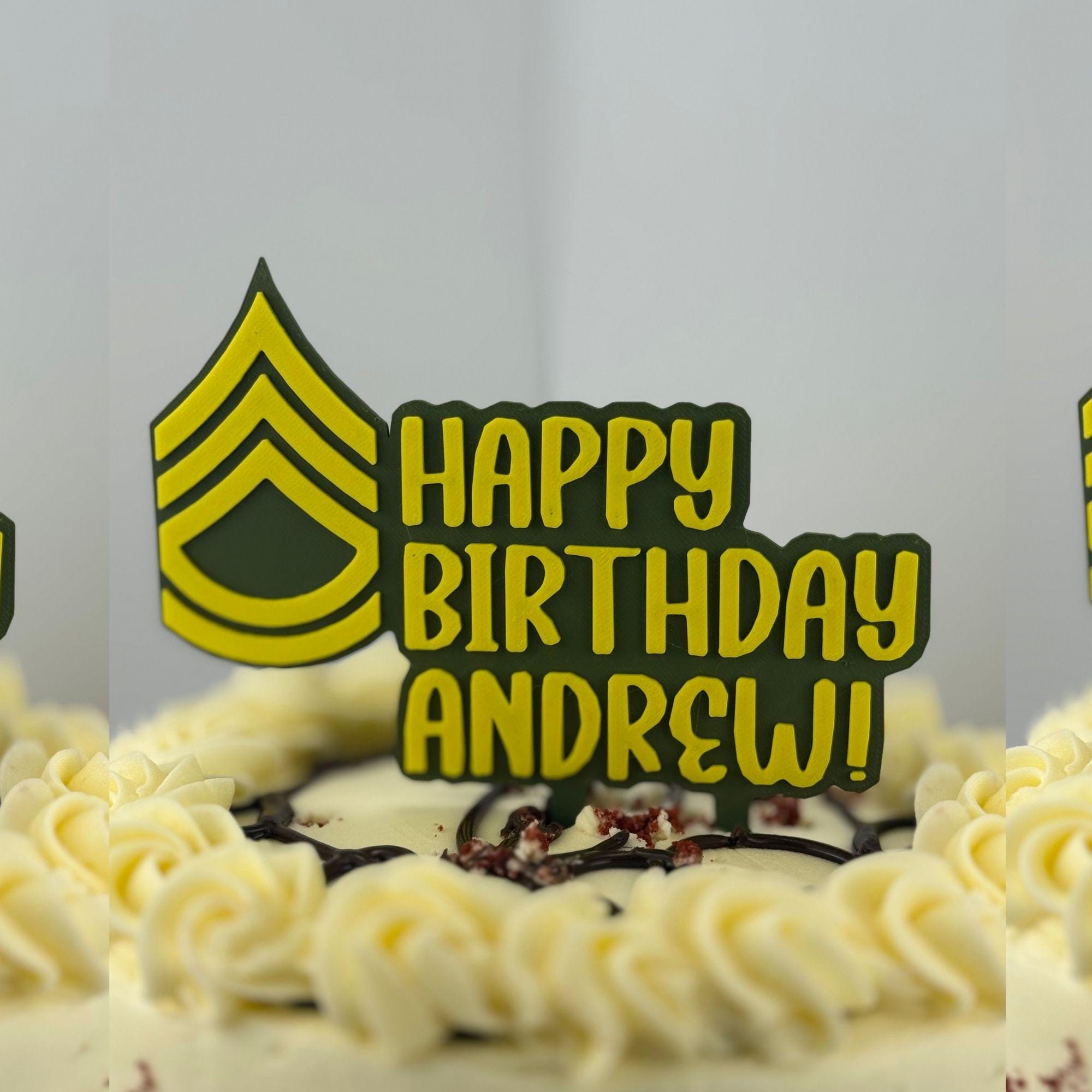 Personalized Army Sergeant First Class Cake Topper