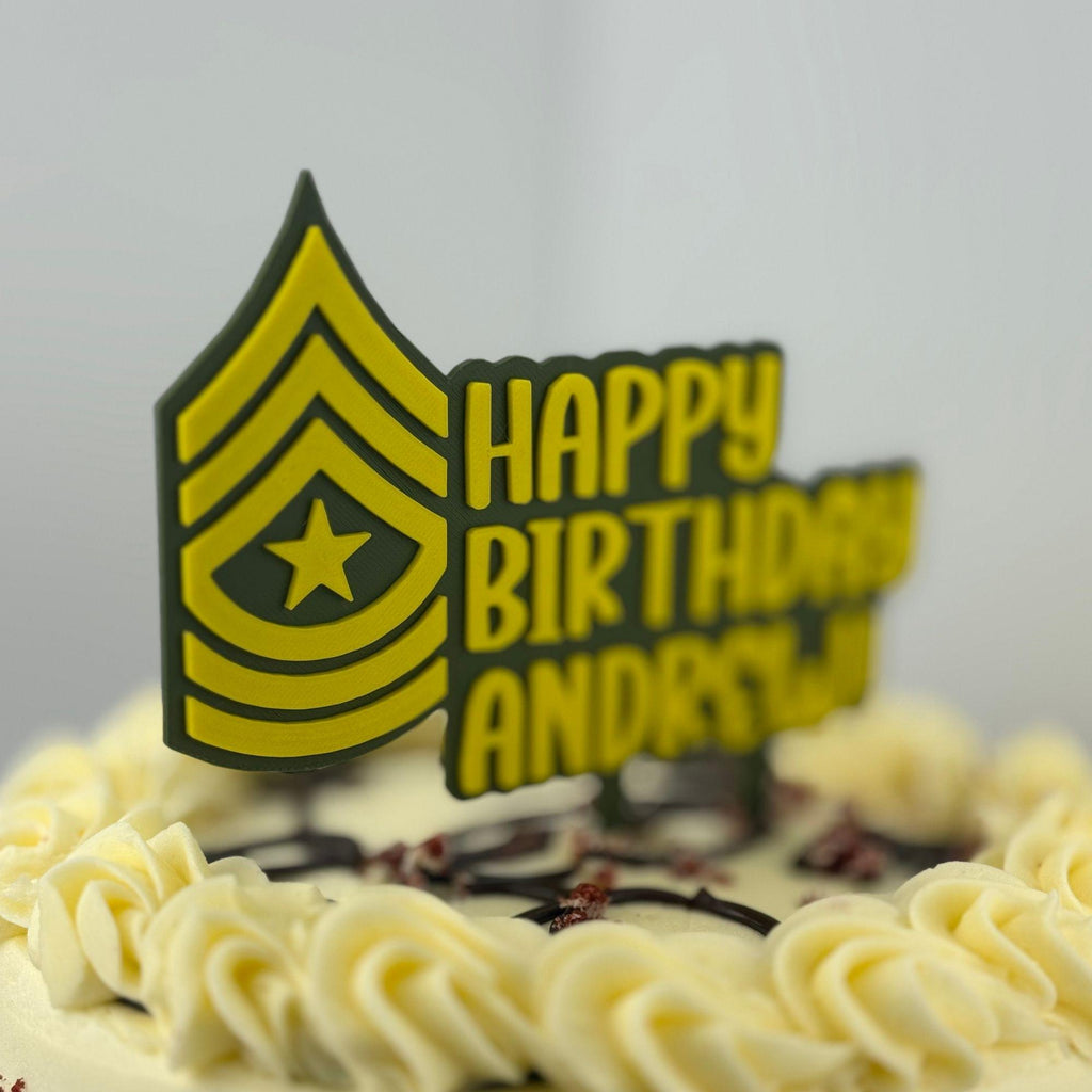 Personalized Army Sergeant Major Cake Topper