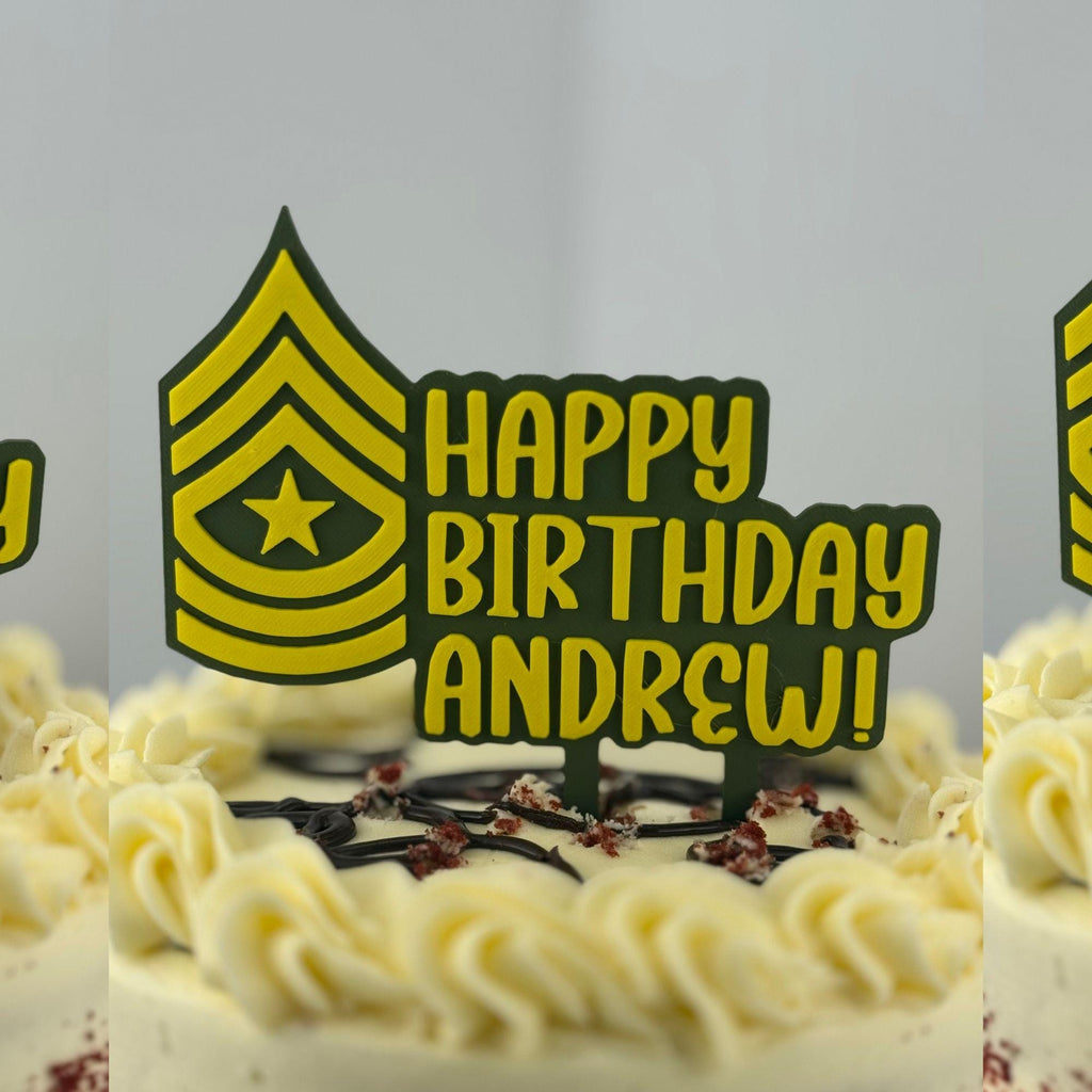 Personalized Army Sergeant Major Cake Topper