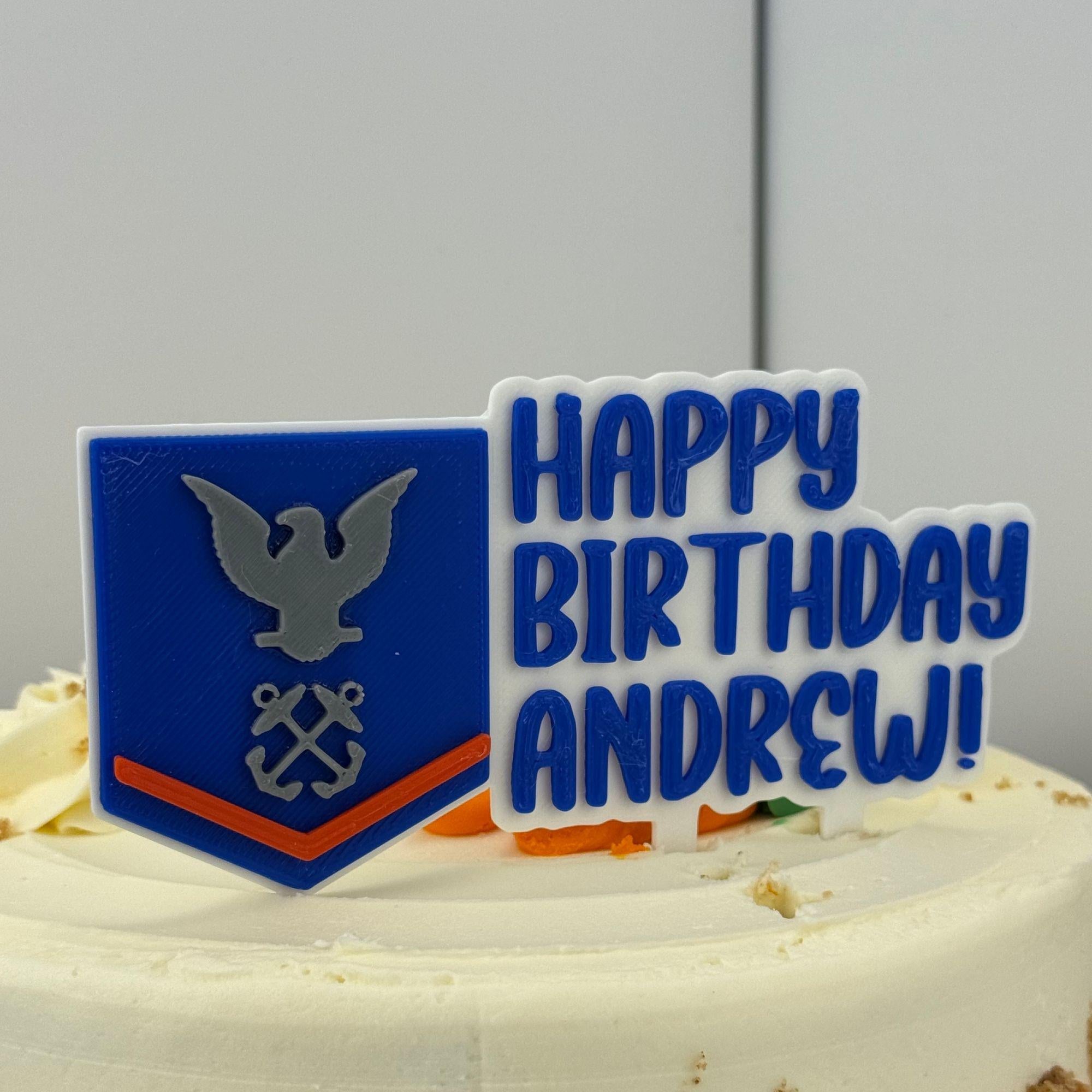 Personalized Coast Guard Petty Officer Third Class Cake Topper