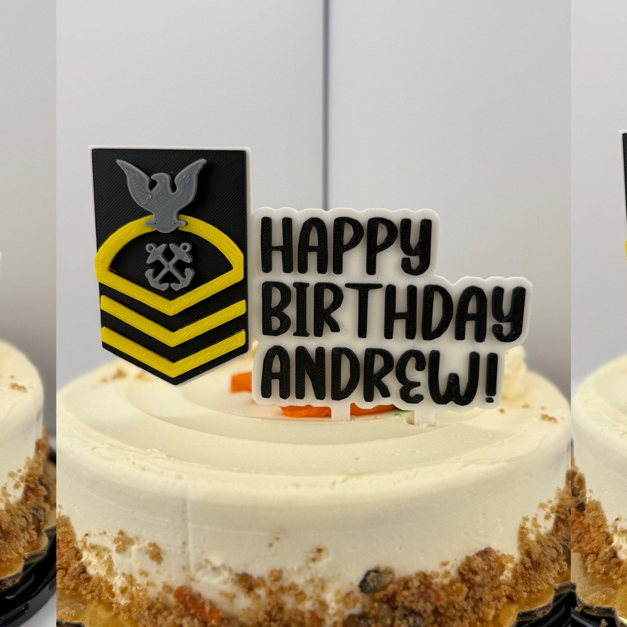 Personalized Navy Master Chief Petty Officer Cake Topper