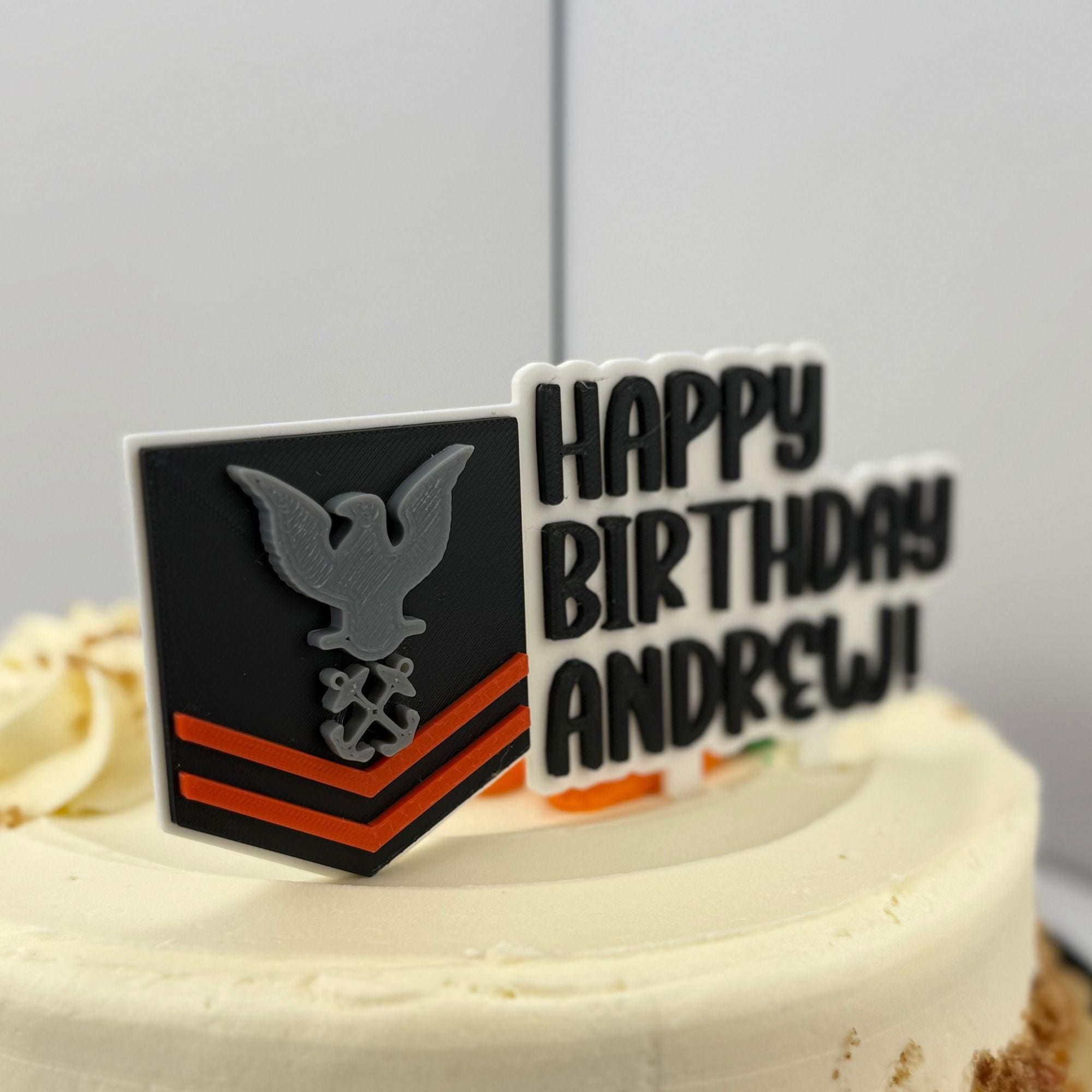 Personalized Navy Petty Officer Second Class Cake Topper