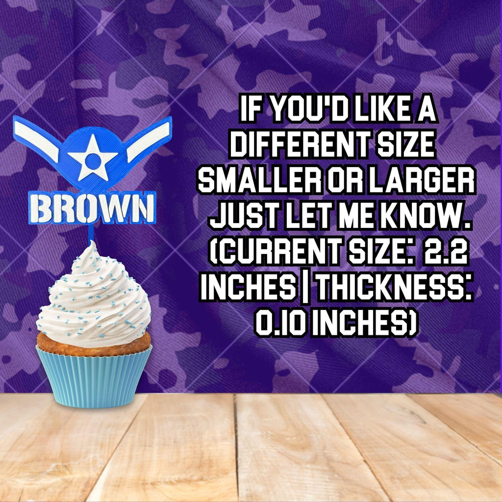 Personalized Air Force Airman Cupcake Topper