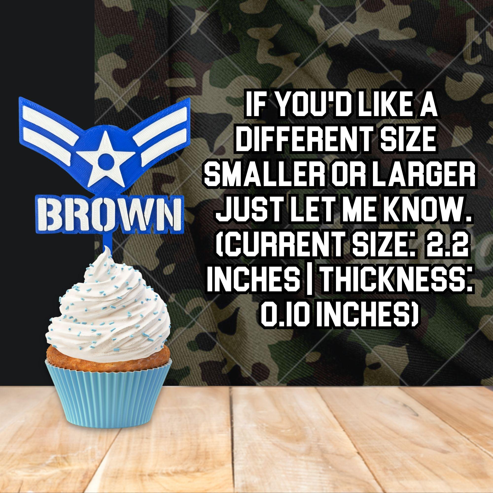 Personalized Air Force Airman First Class Cupcake Topper