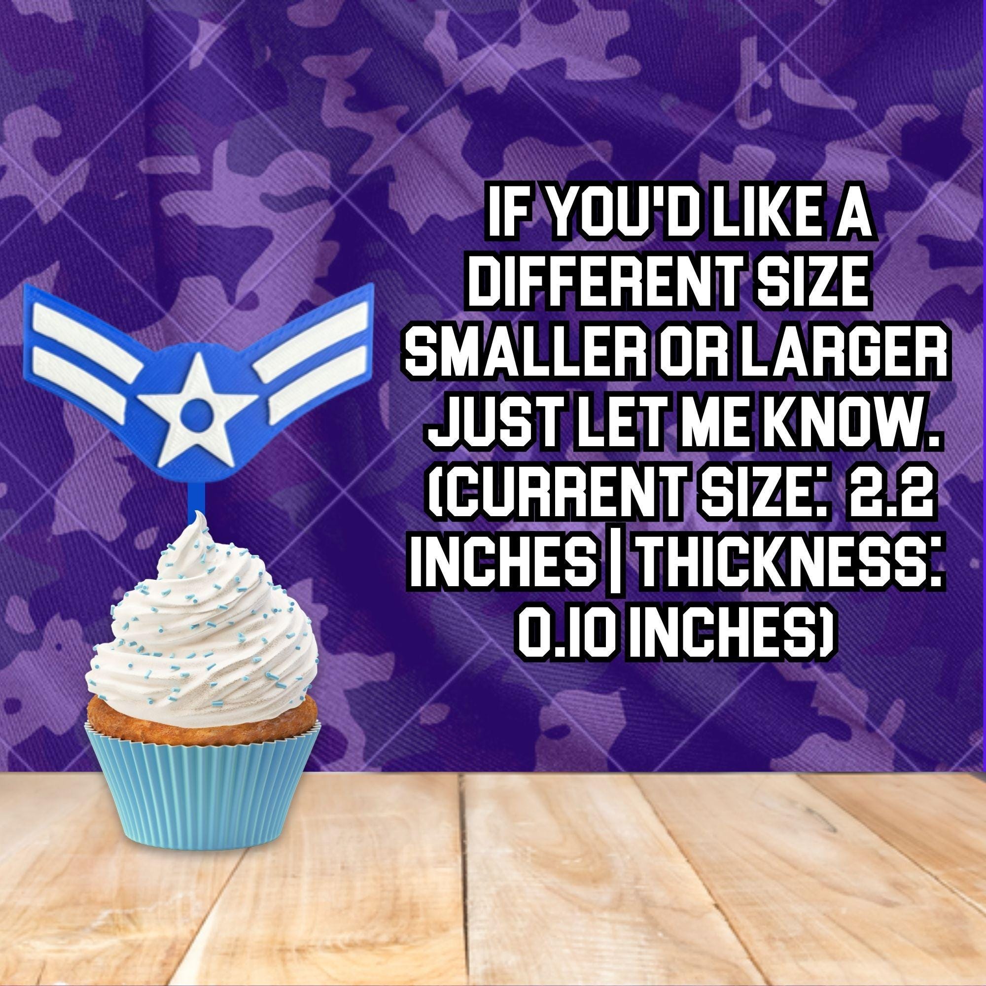 Personalized Air Force Airman First Class Cupcake Topper
