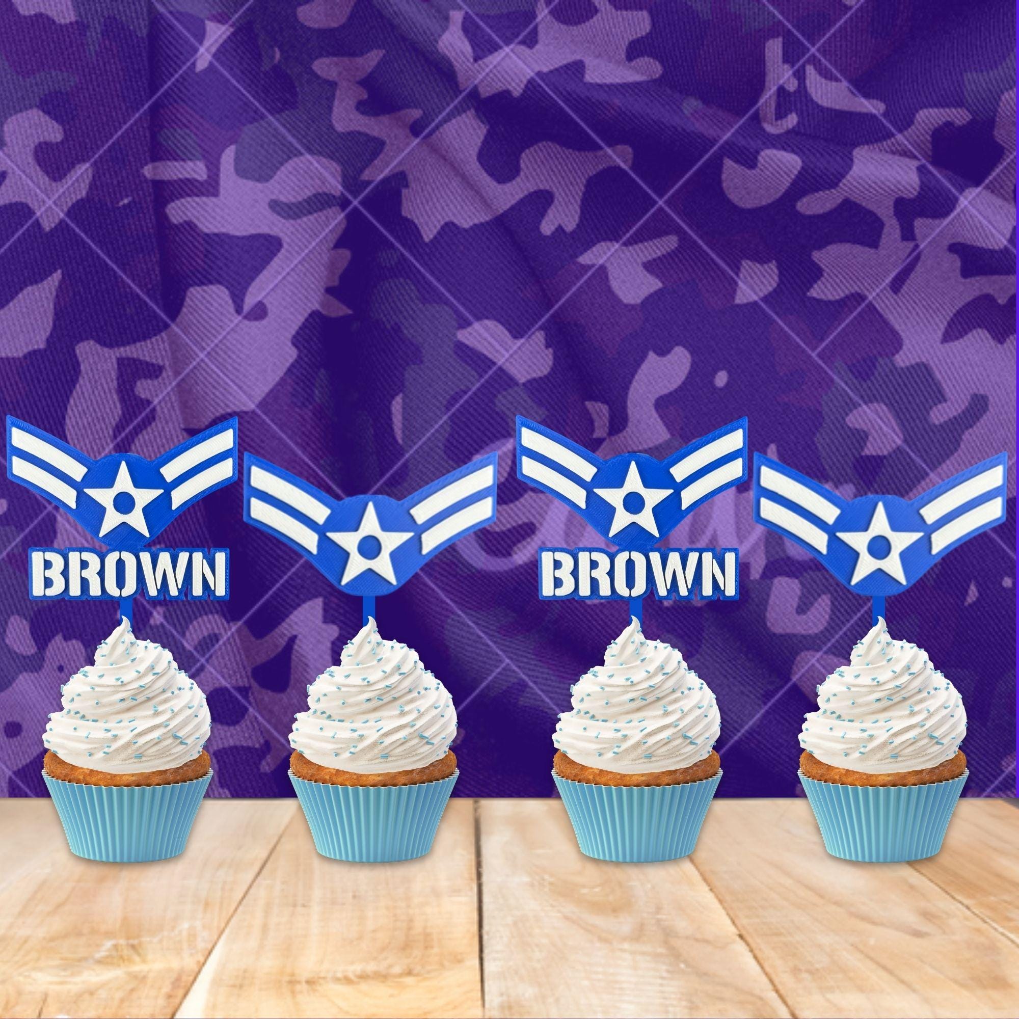 Personalized Air Force Airman First Class Cupcake Topper