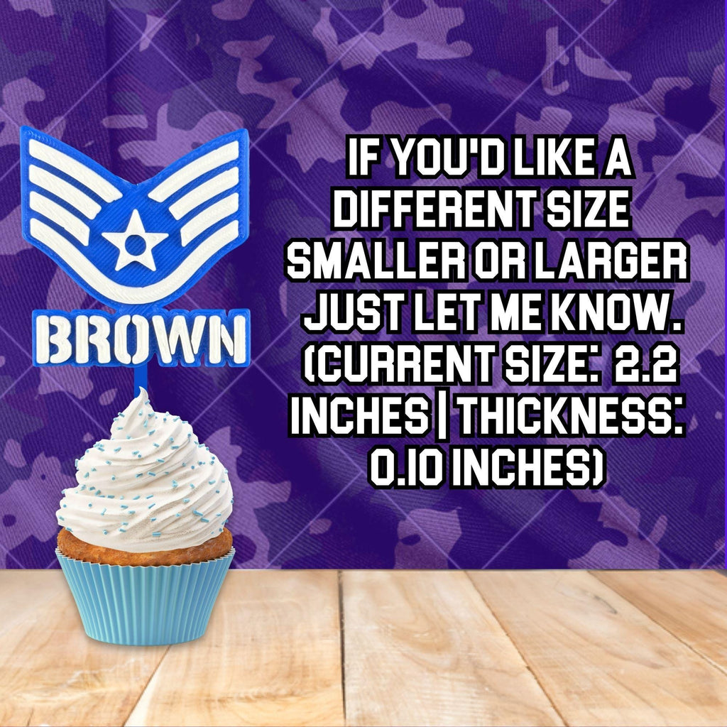 Personalized Air Force Staff Sergeant Cupcake Topper