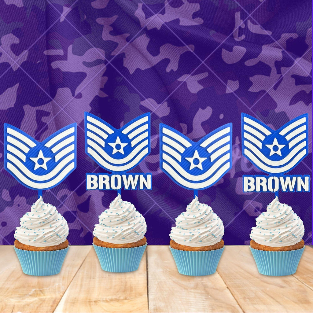 Personalized Air Force Technical Sergeant Cupcake Topper