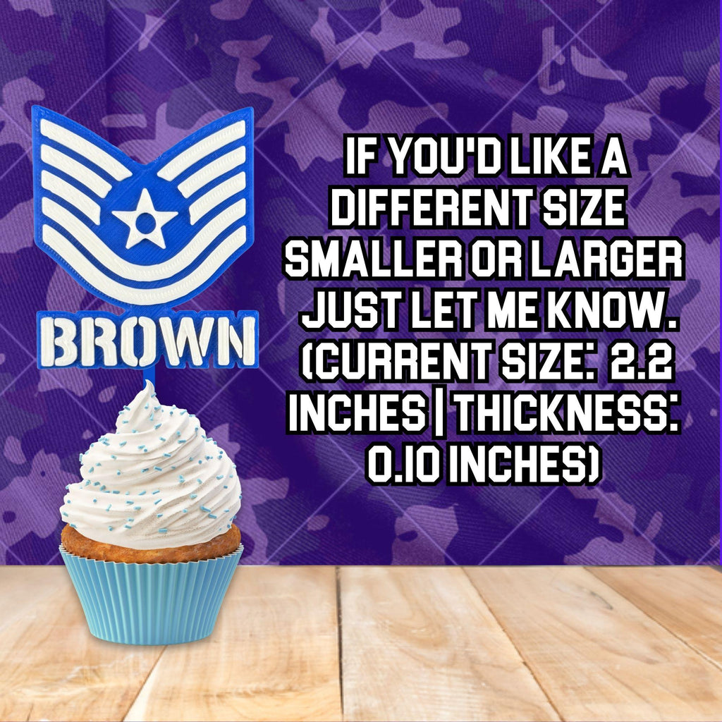 Personalized Air Force Technical Sergeant Cupcake Topper