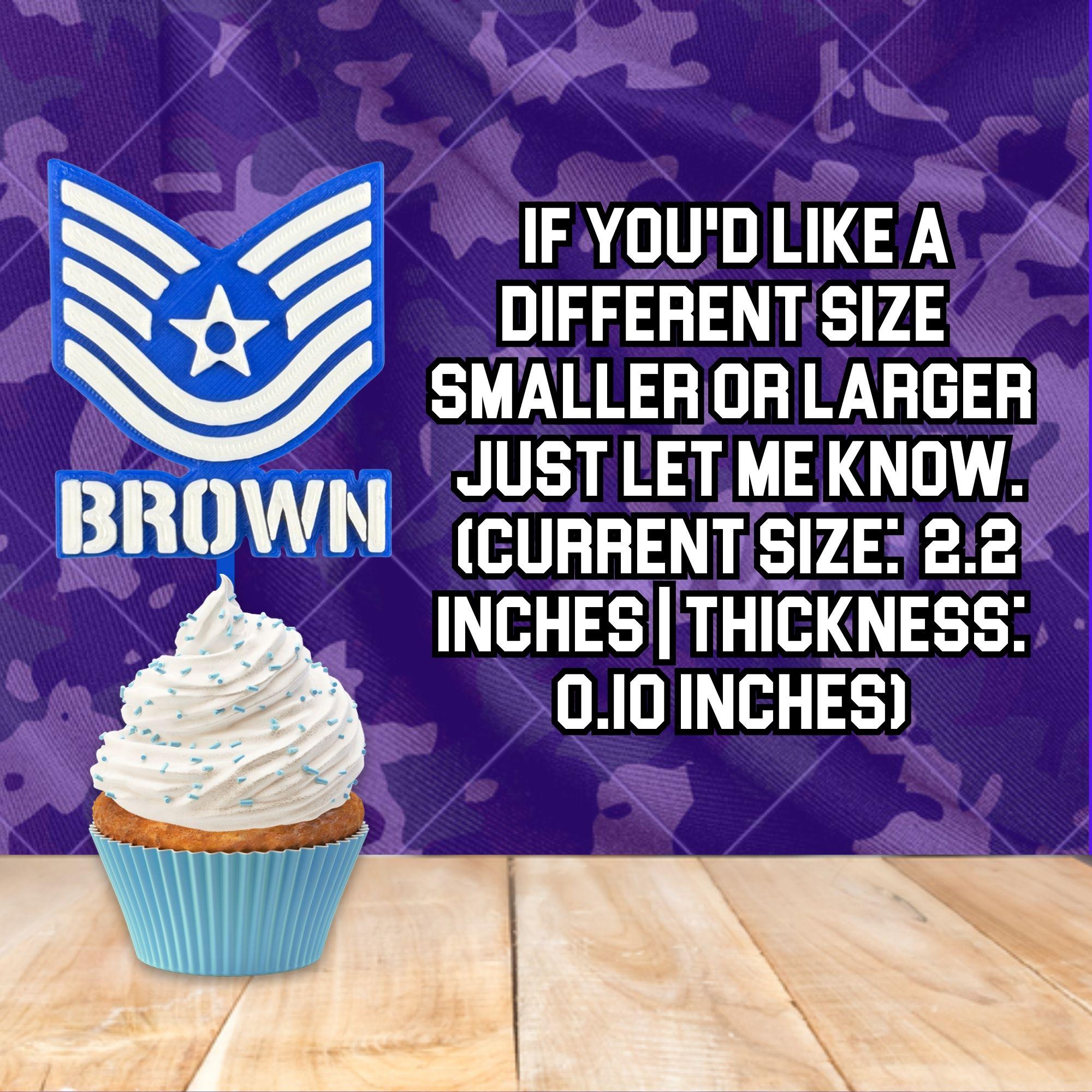 Personalized Air Force Technical Sergeant Cupcake Topper
