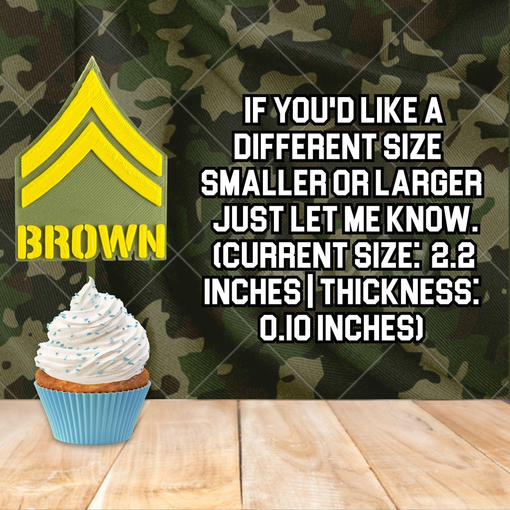 Personalized Army Corporal Cupcake Topper