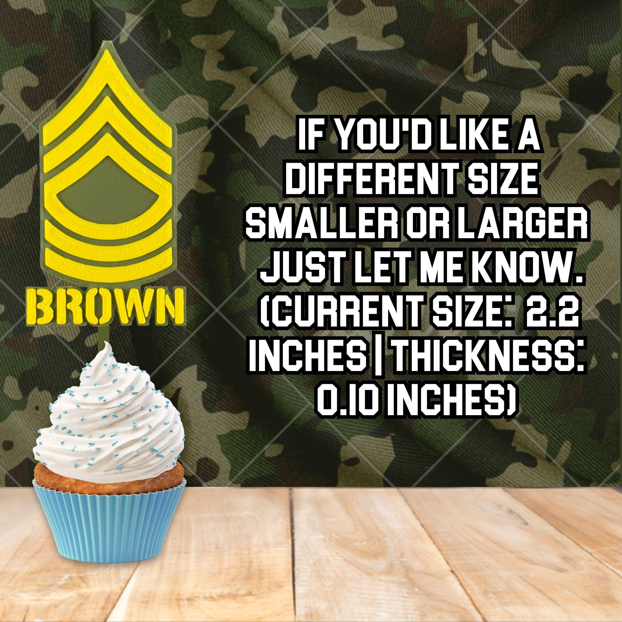 Personalized Army Master Sergeant Cupcake Topper