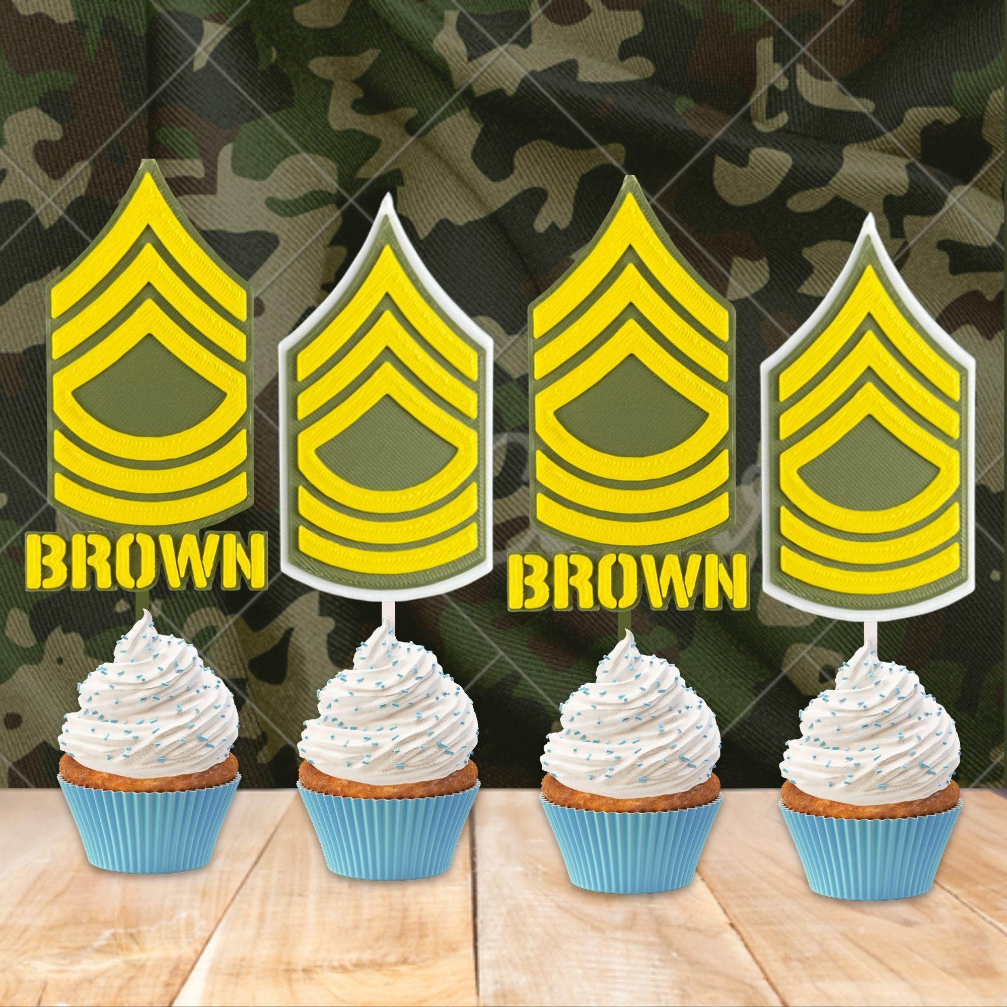 Personalized Army Master Sergeant Cupcake Topper