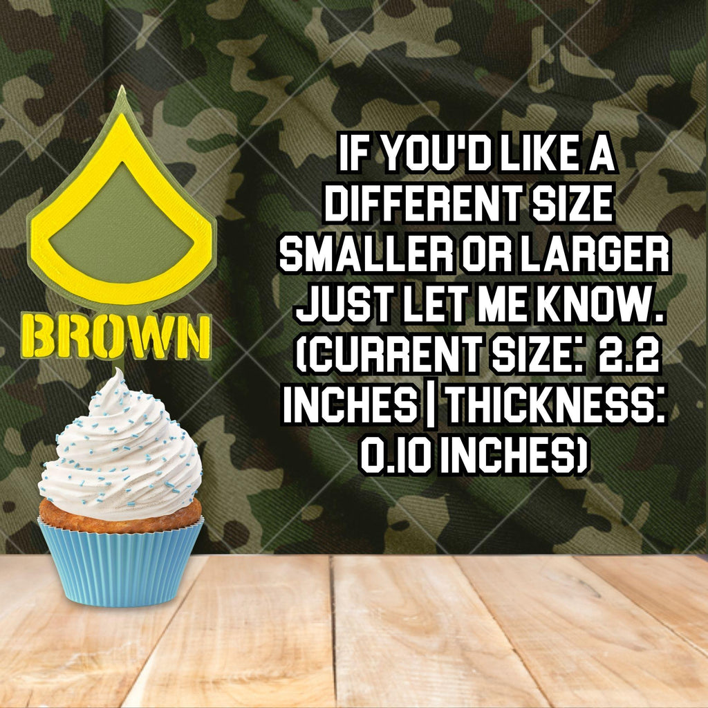 Personalized Army Private First Class Cupcake Topper