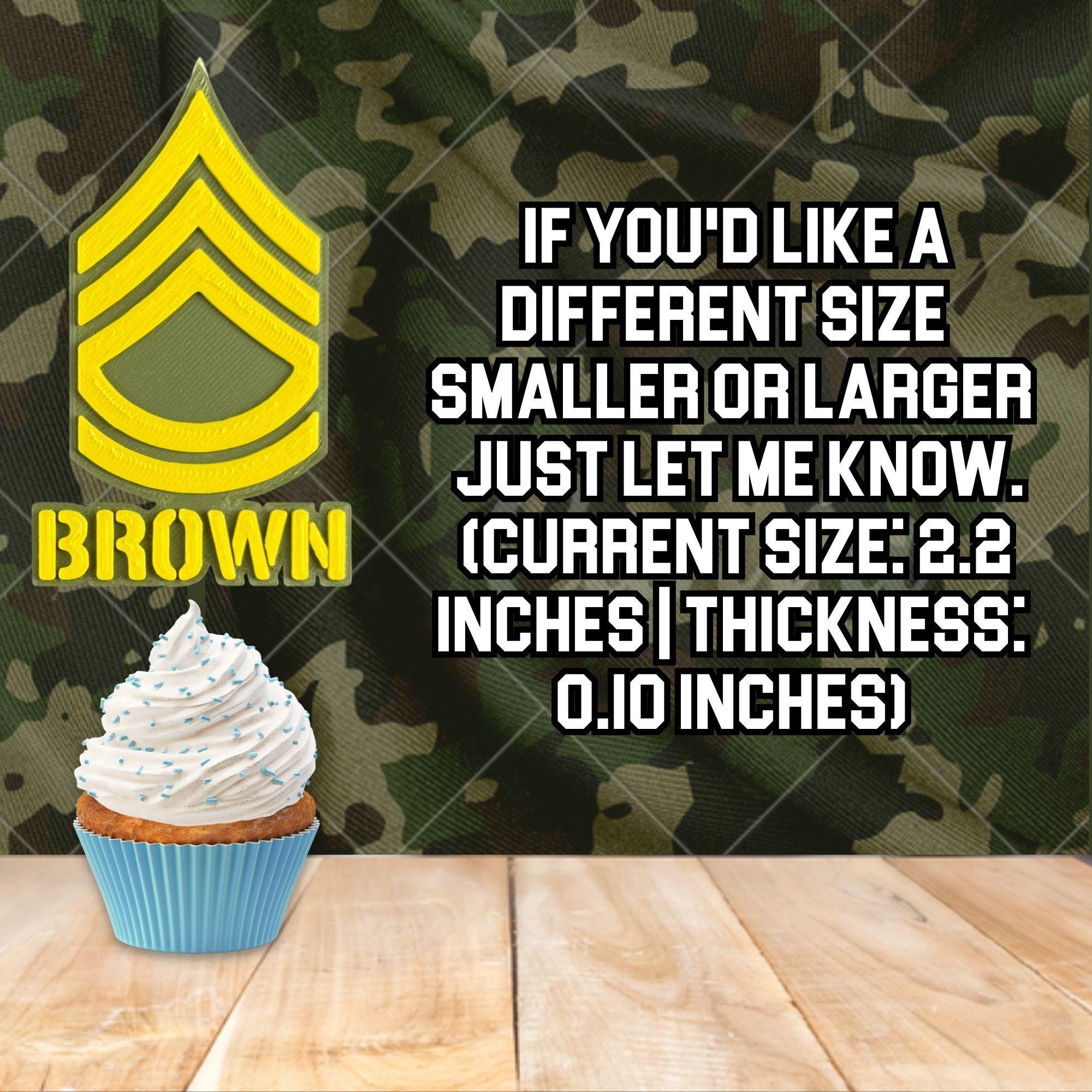 Personalized Army Sergeant First Class Cupcake Topper