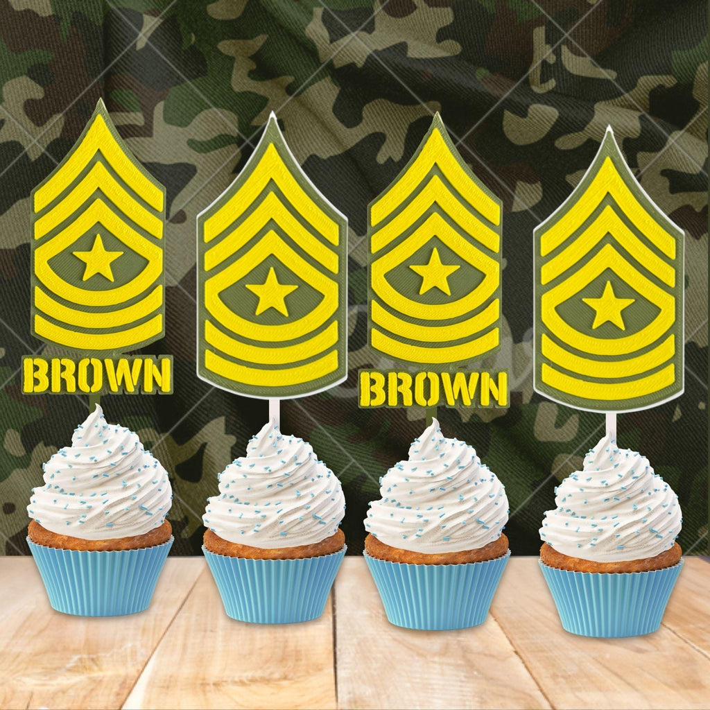 Personalized Army Sergeant Major Cupcake Topper
