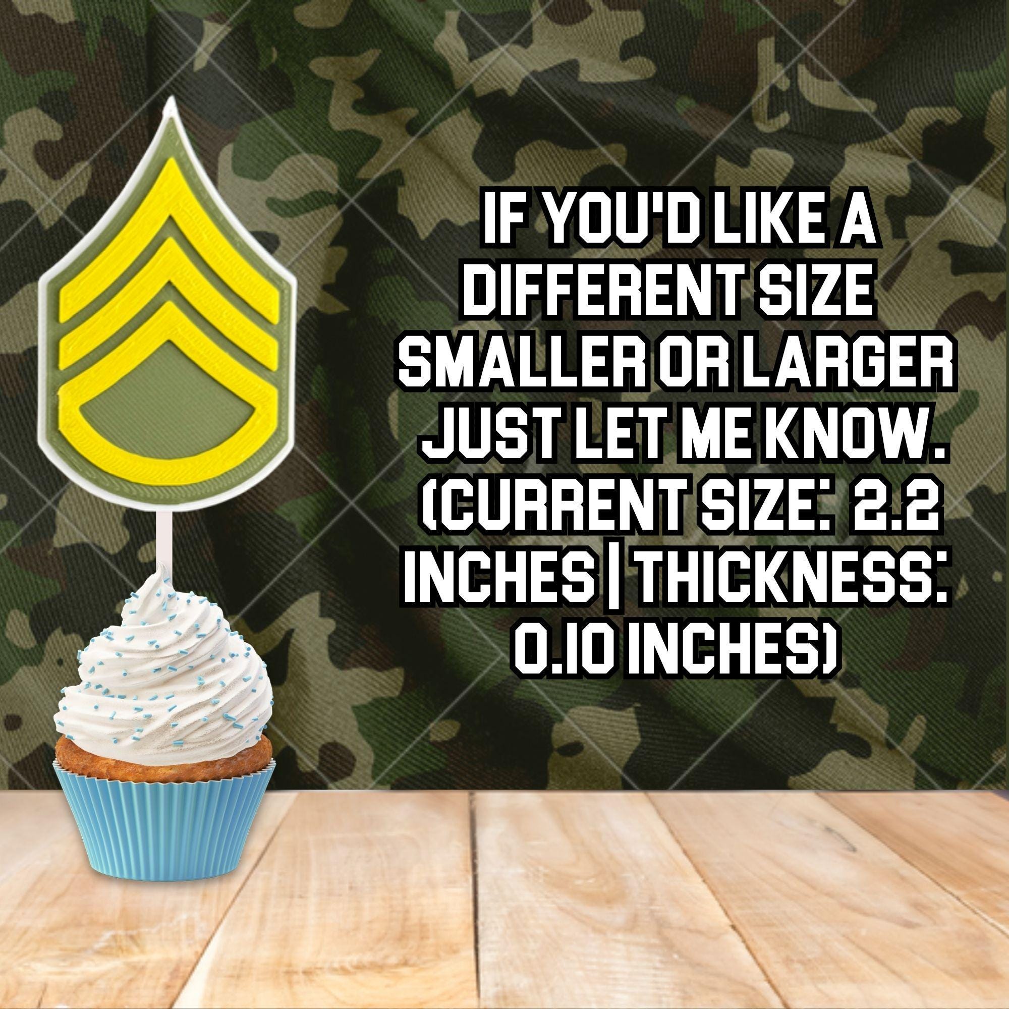 Personalized Army Staff Sergeant Cupcake Topper