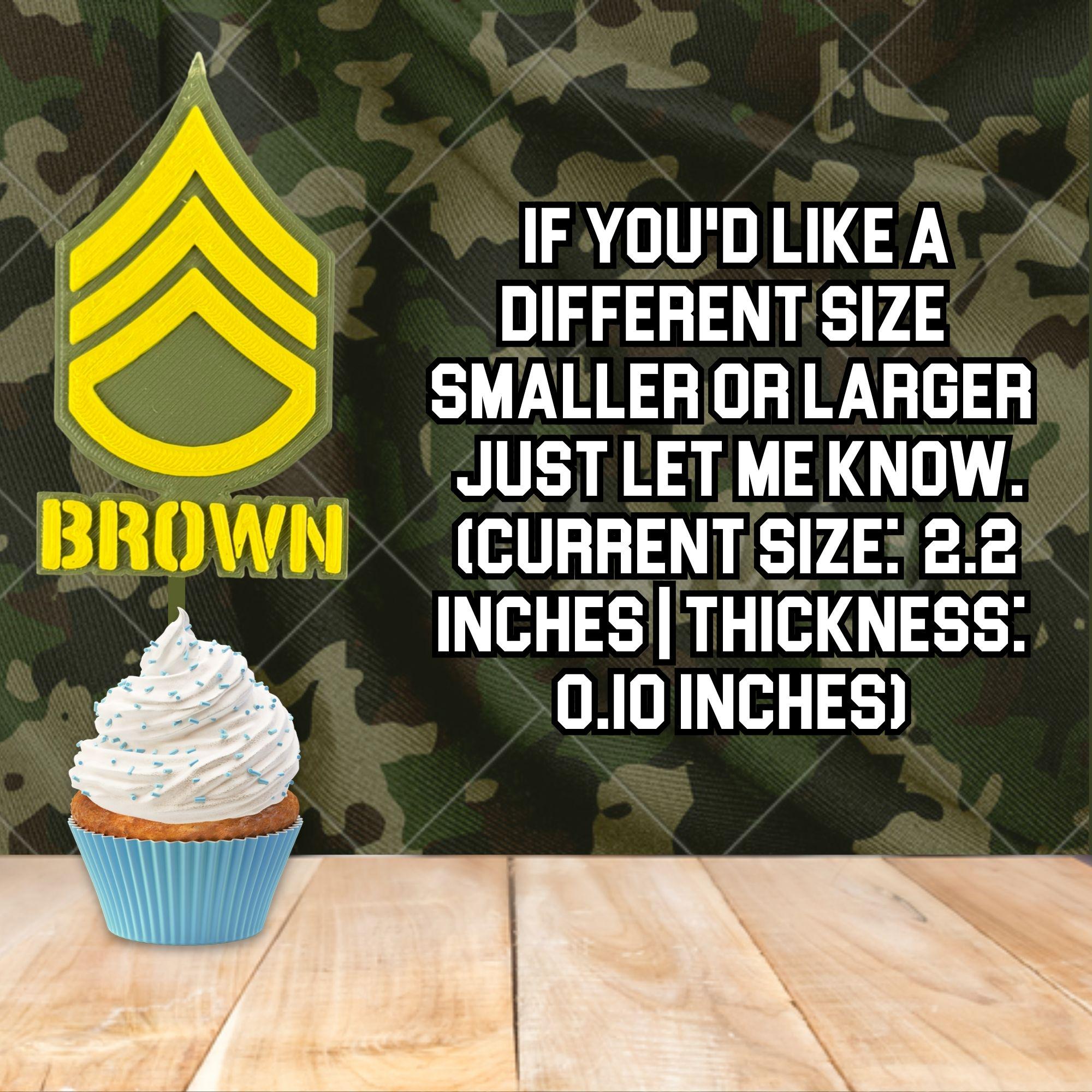 Personalized Army Staff Sergeant Cupcake Topper