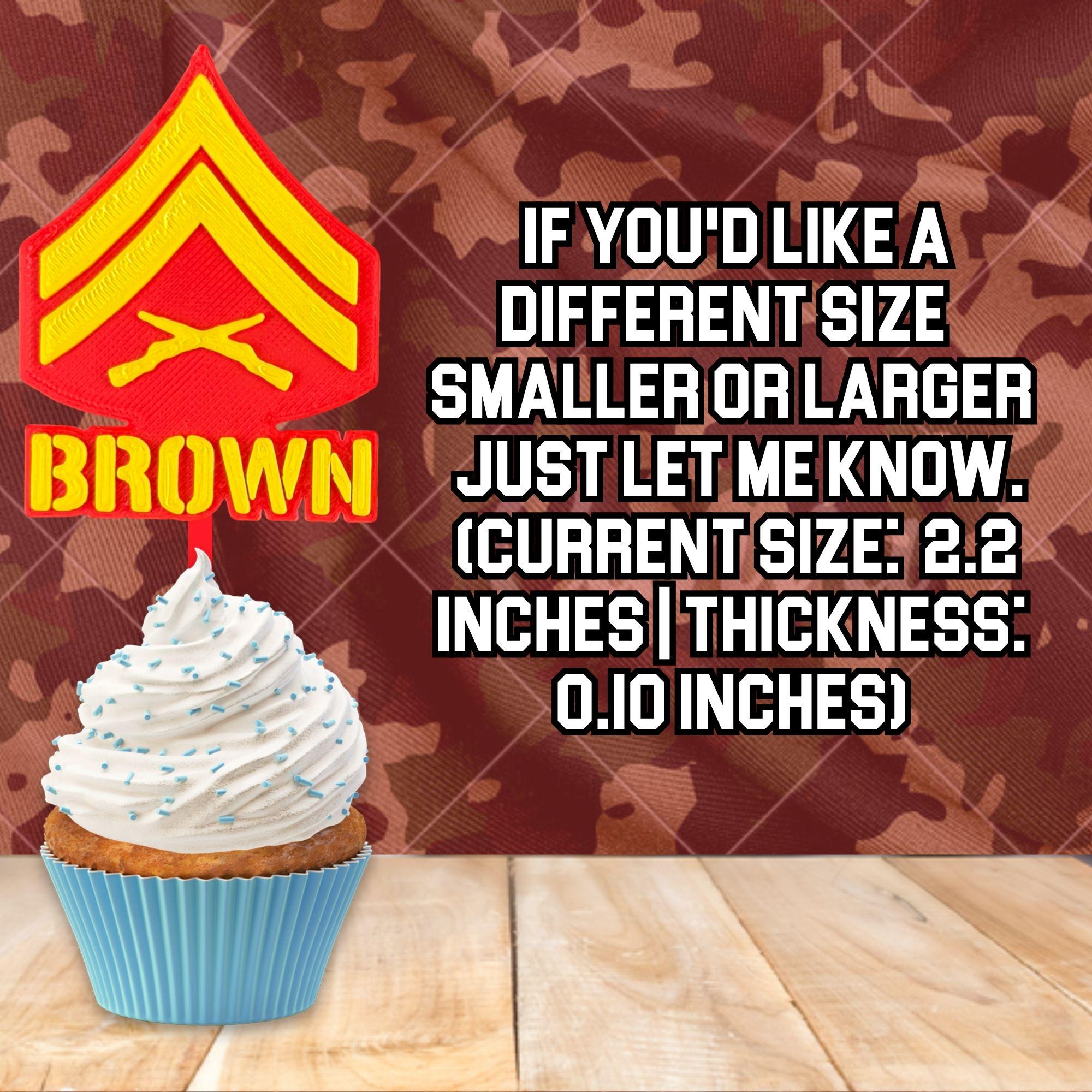 Personalized Marines Corporal Cupcake Topper