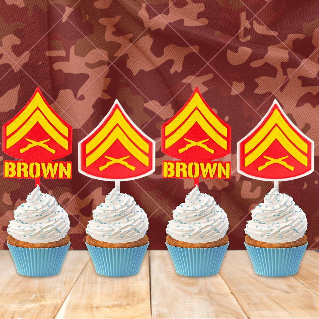 Personalized Marines Corporal Cupcake Topper