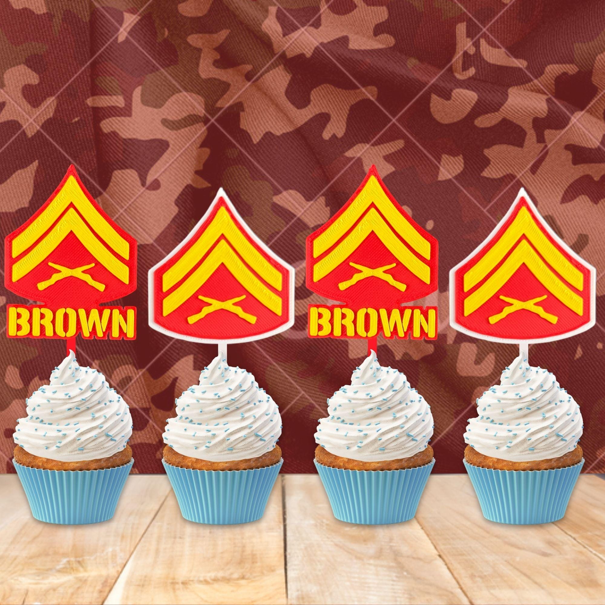 Personalized Marines Corporal Cupcake Topper