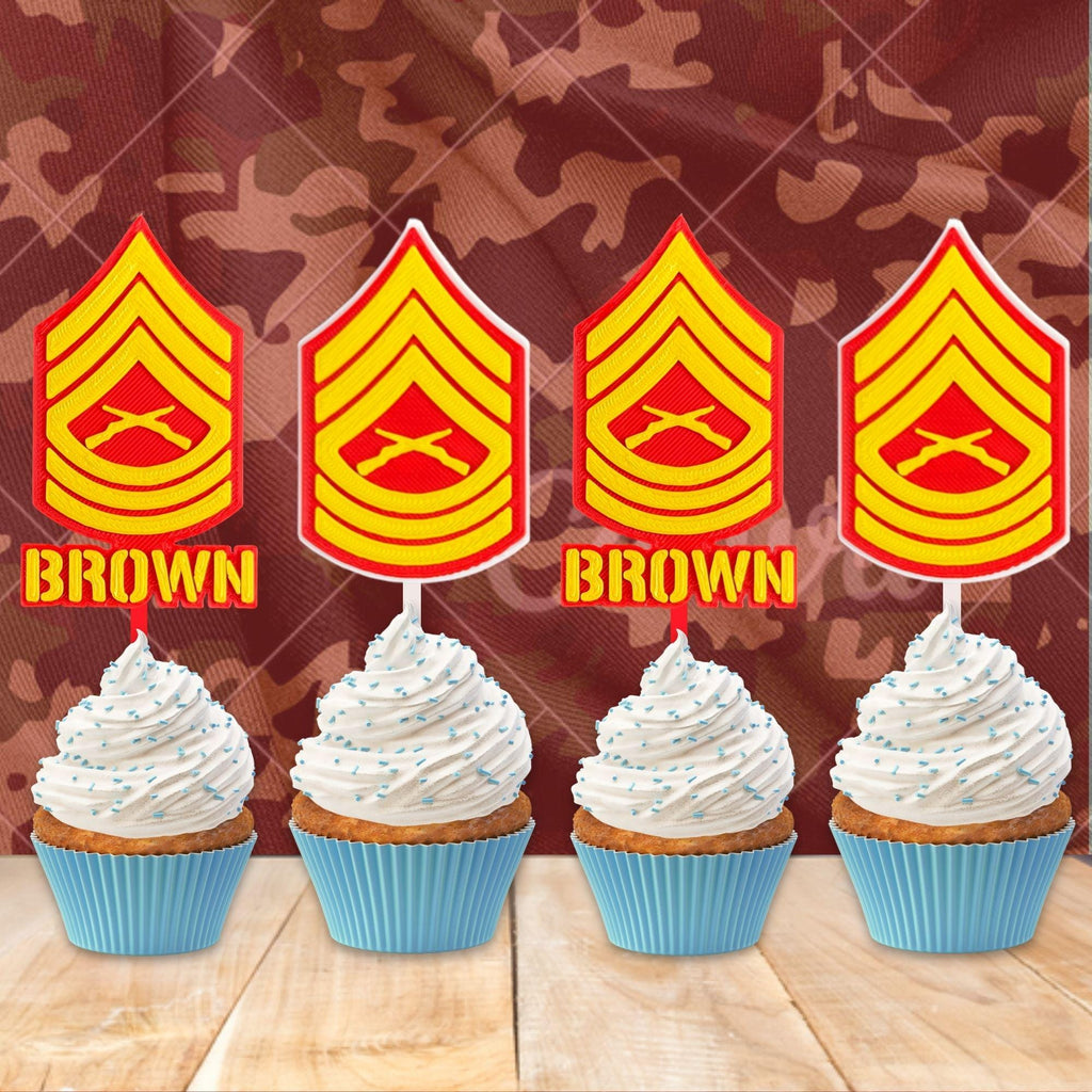 Personalized Marines Master Sergeant Cupcake Topper