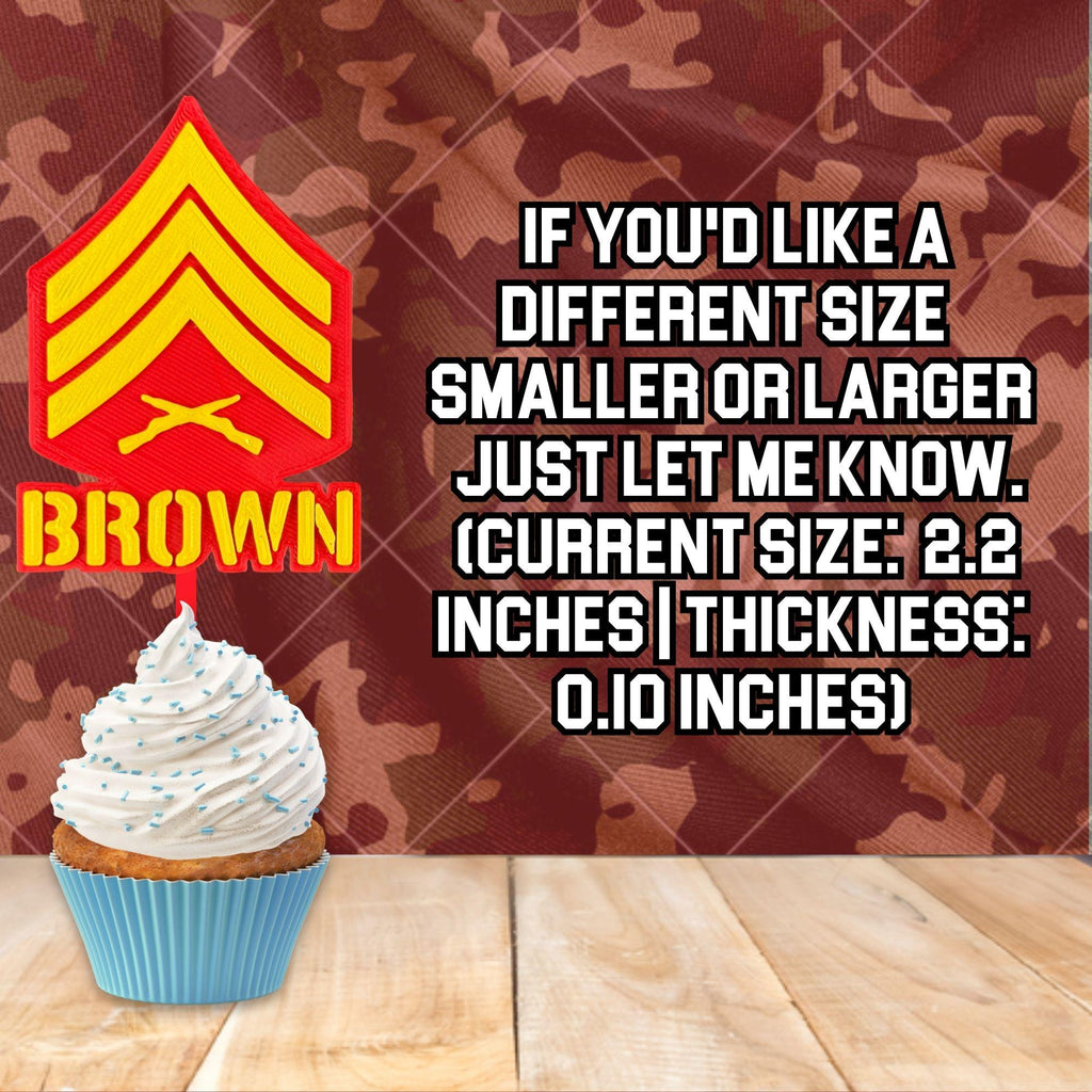 Personalized Marines Sergeant Cupcake Topper