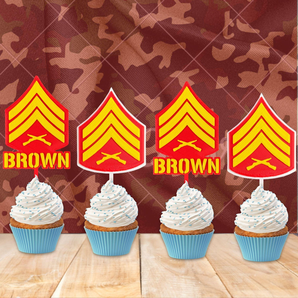 Personalized Marines Sergeant Cupcake Topper