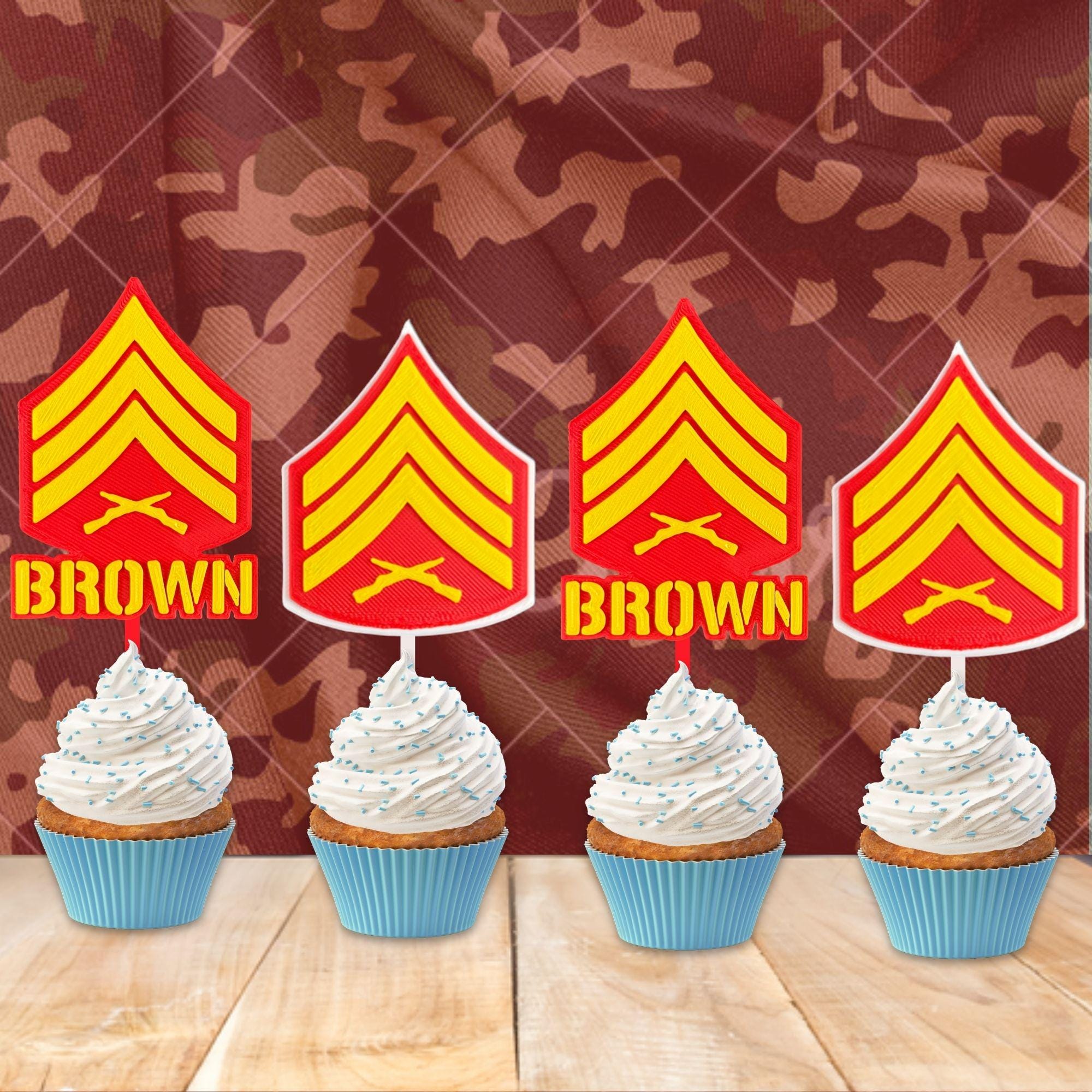 Personalized Marines Sergeant Cupcake Topper