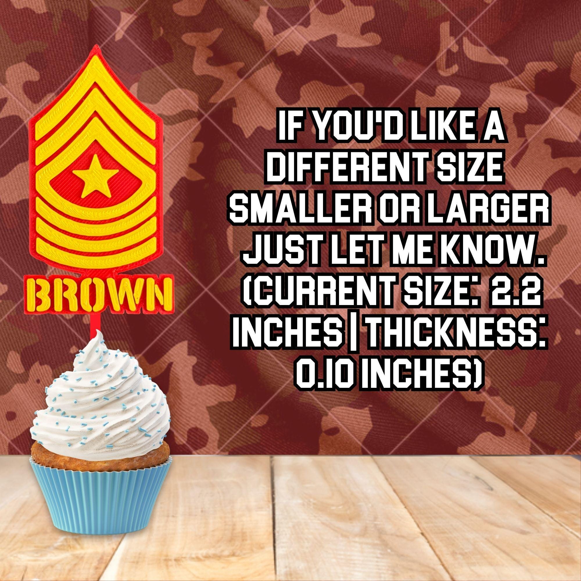 Personalized Marines Sergeant Major Cupcake Topper