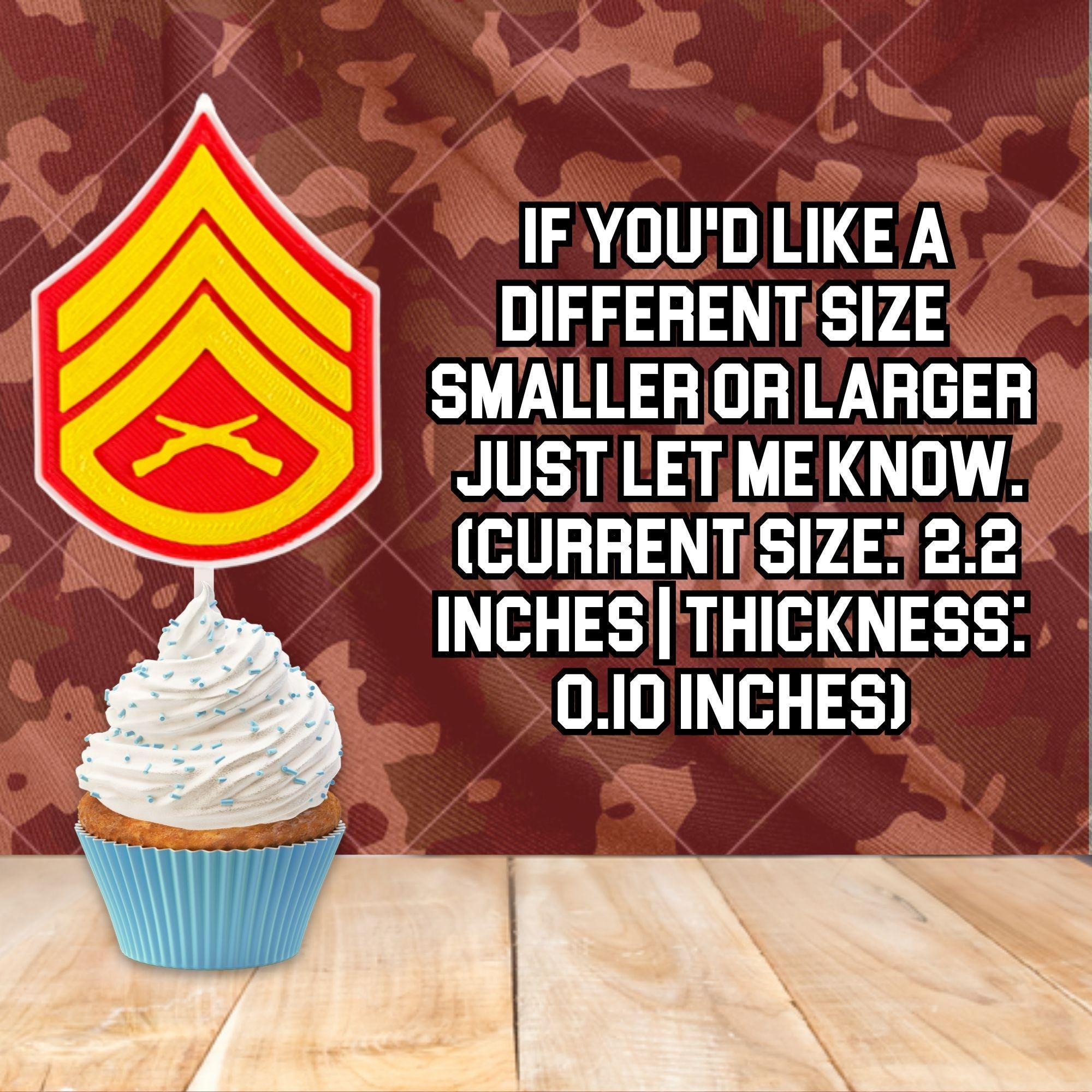 Personalized Marines Staff Sergeant Cupcake Topper