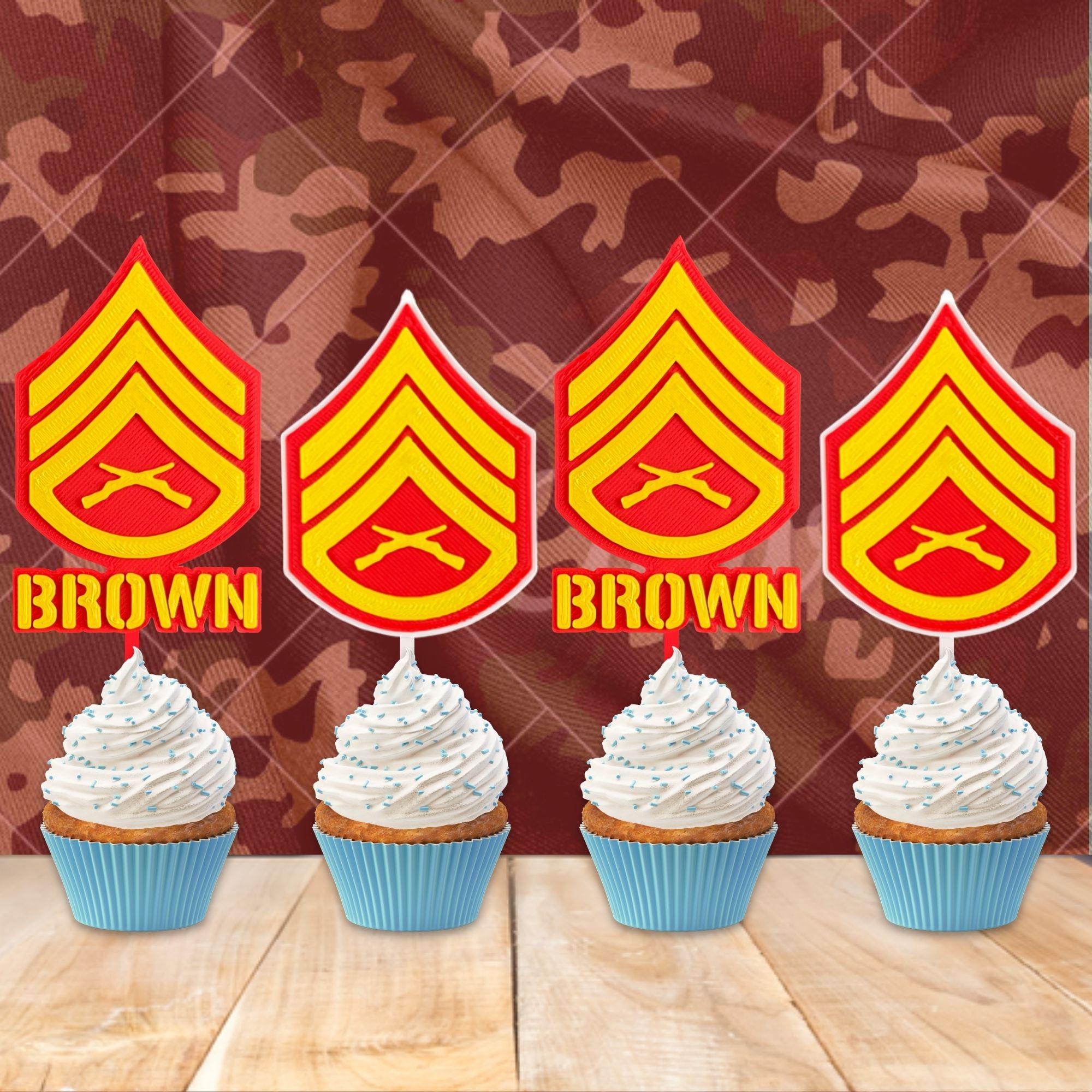 Personalized Marines Staff Sergeant Cupcake Topper