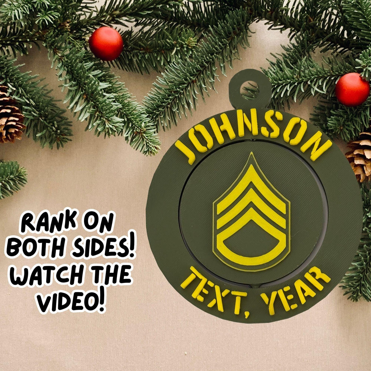 Personalized Army Staff Sergeant Ornament, Staff Sergeant Ornament, Army Promotion, SSG Ornament, Army Rank Ornament, Army Retired Gift