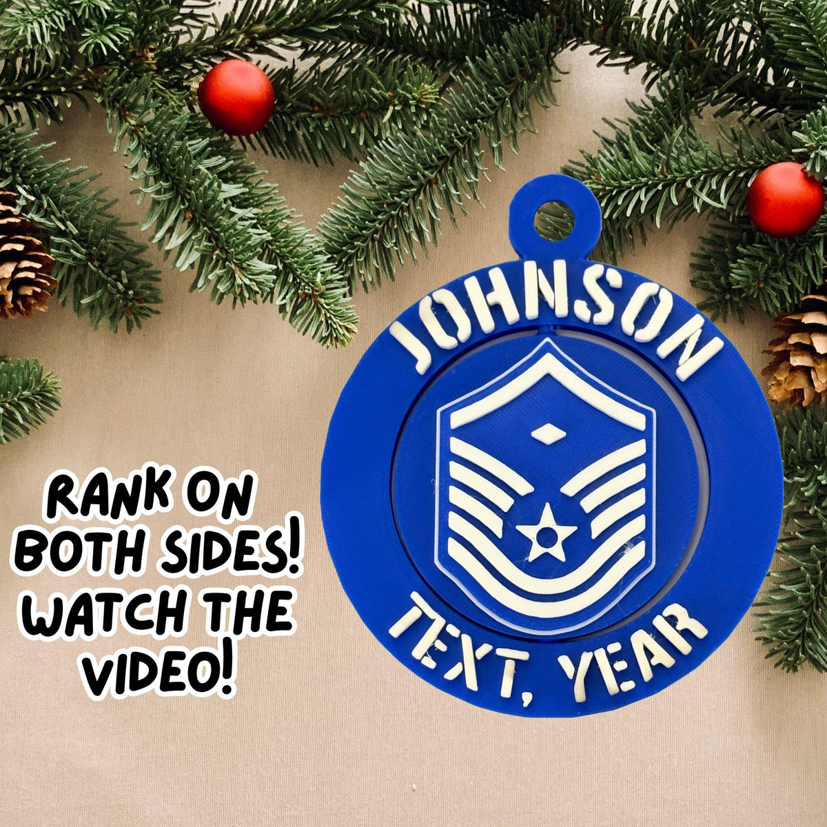 Personalized Air Force First Sergeant Ornament, First Sergeant Ornament, Airforce Promotion, SMSgt Ornament, Airforce Rank Ornament