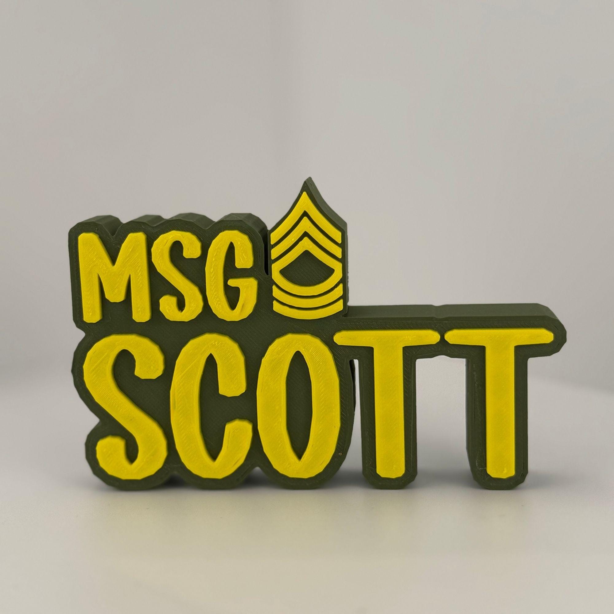 Personalized Army Master Sergeant Desk Name Plate
