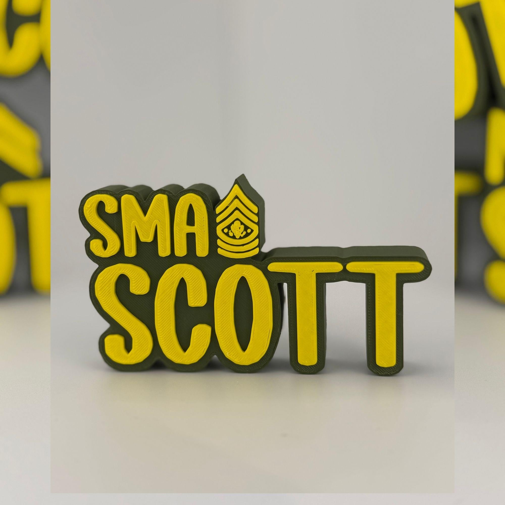 Personalized Army Sergeant Major of the Army Desk Name Plate