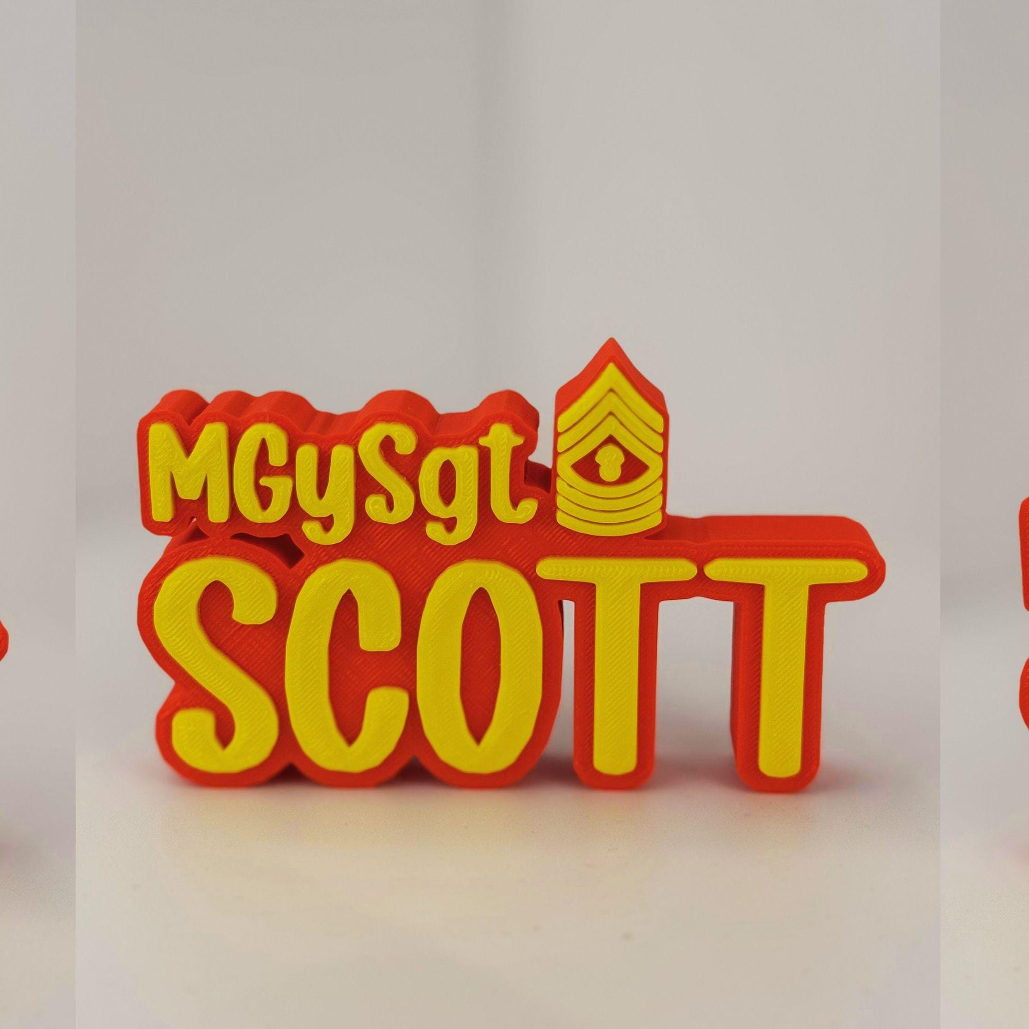 Personalized Marines Master Gunnery Sergeant Desk Name Plate