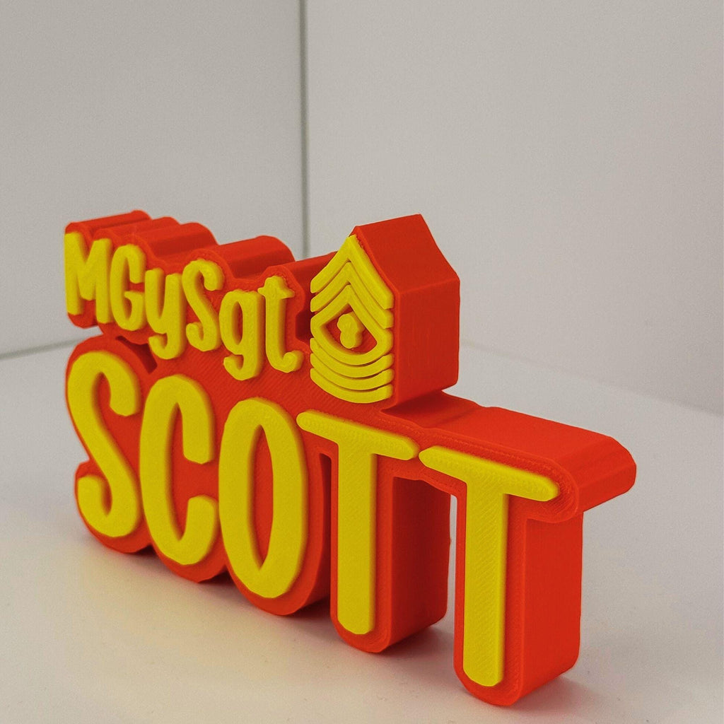 Personalized Marines Master Gunnery Sergeant Desk Name Plate