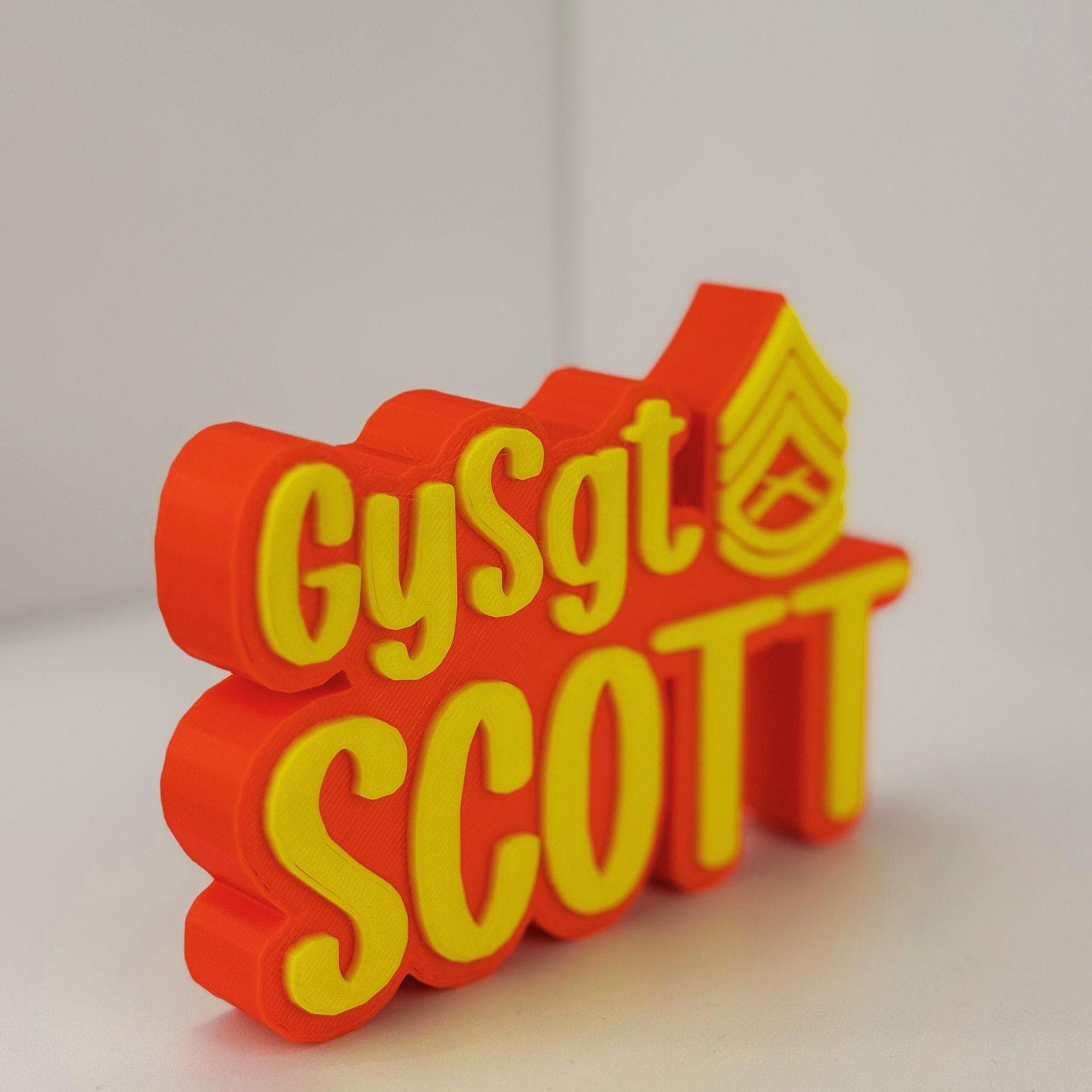 Personalized Marines Gunnery Sergeant Desk Name Plate